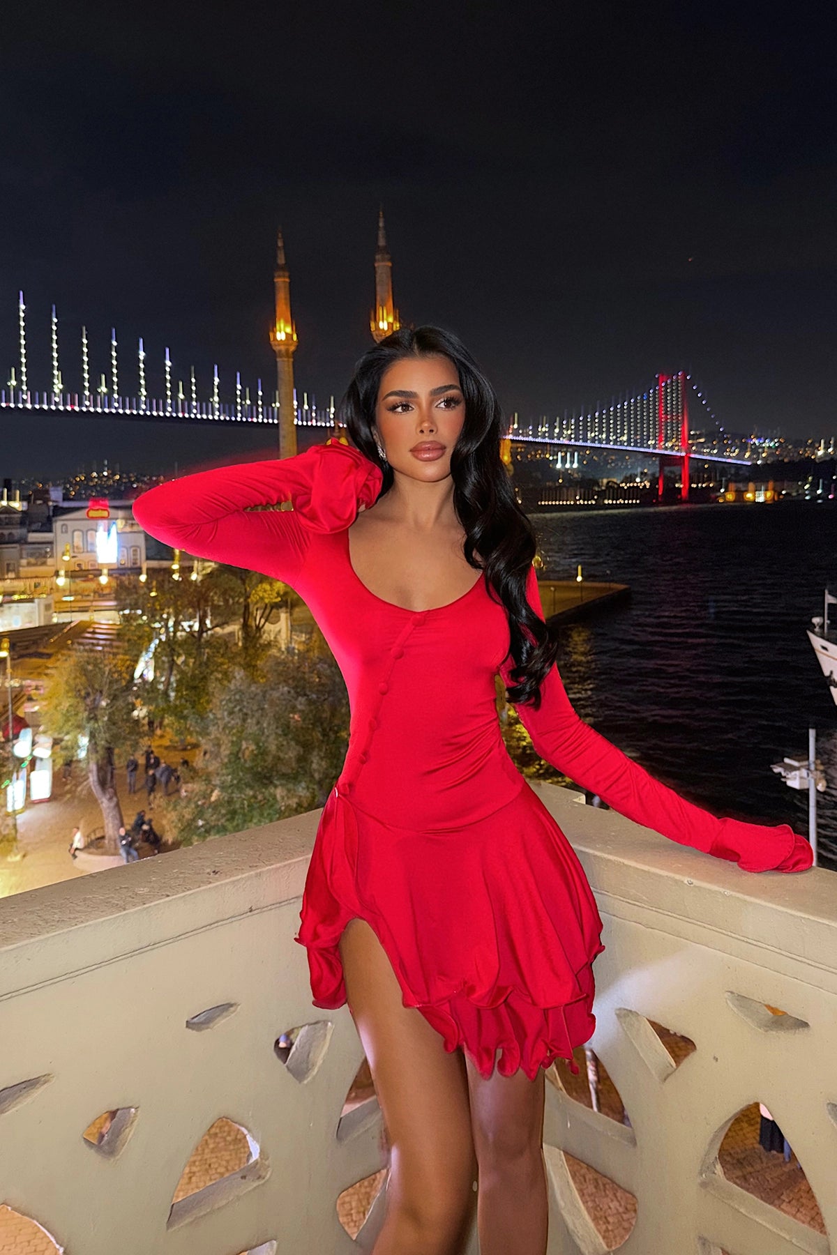 Kırmızı Taliah Mini Elbise