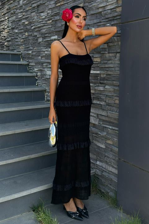Regina Dantel Detay Elbise 2754-01 SİYAH STD