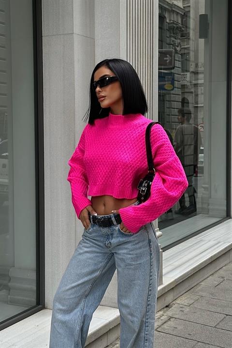 Sabina Sırt Dekolteli Crop Kazak 1270-09