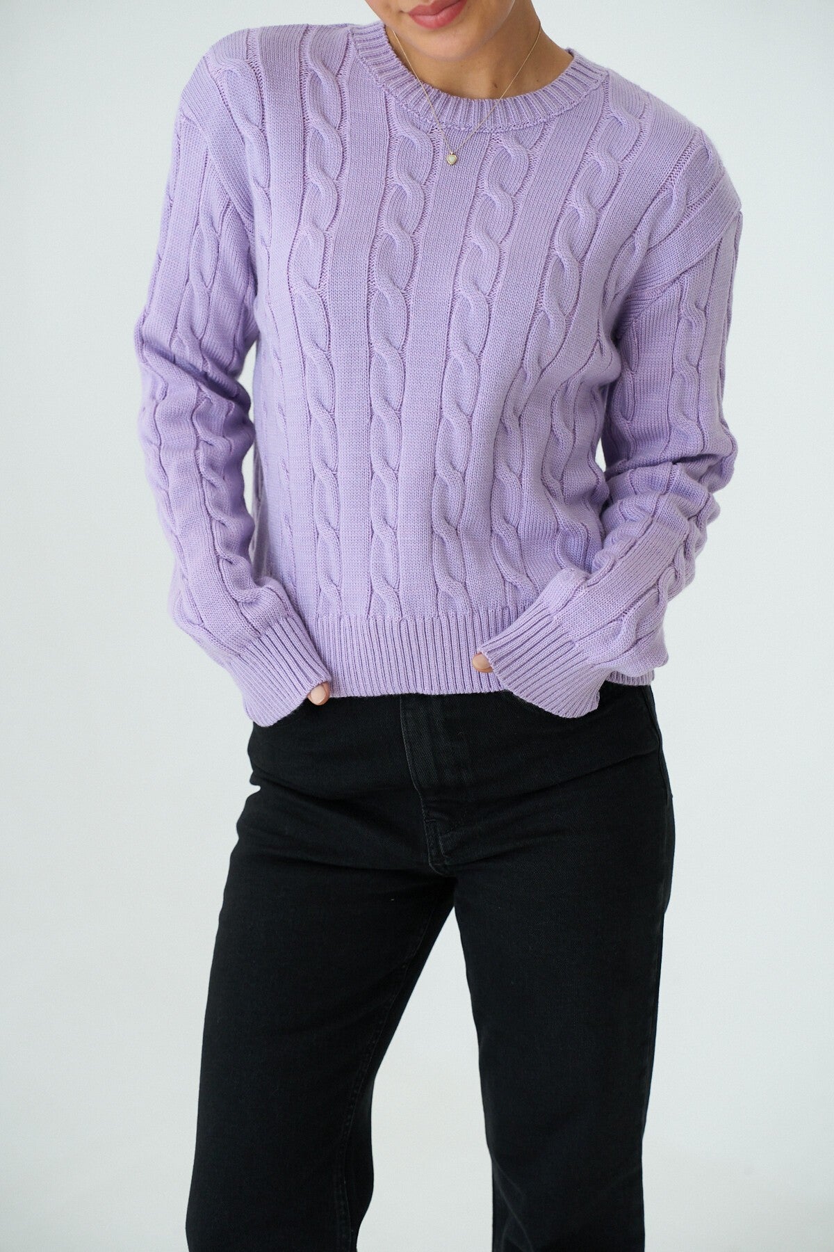 Light Lilac Sweater with Braid Detail