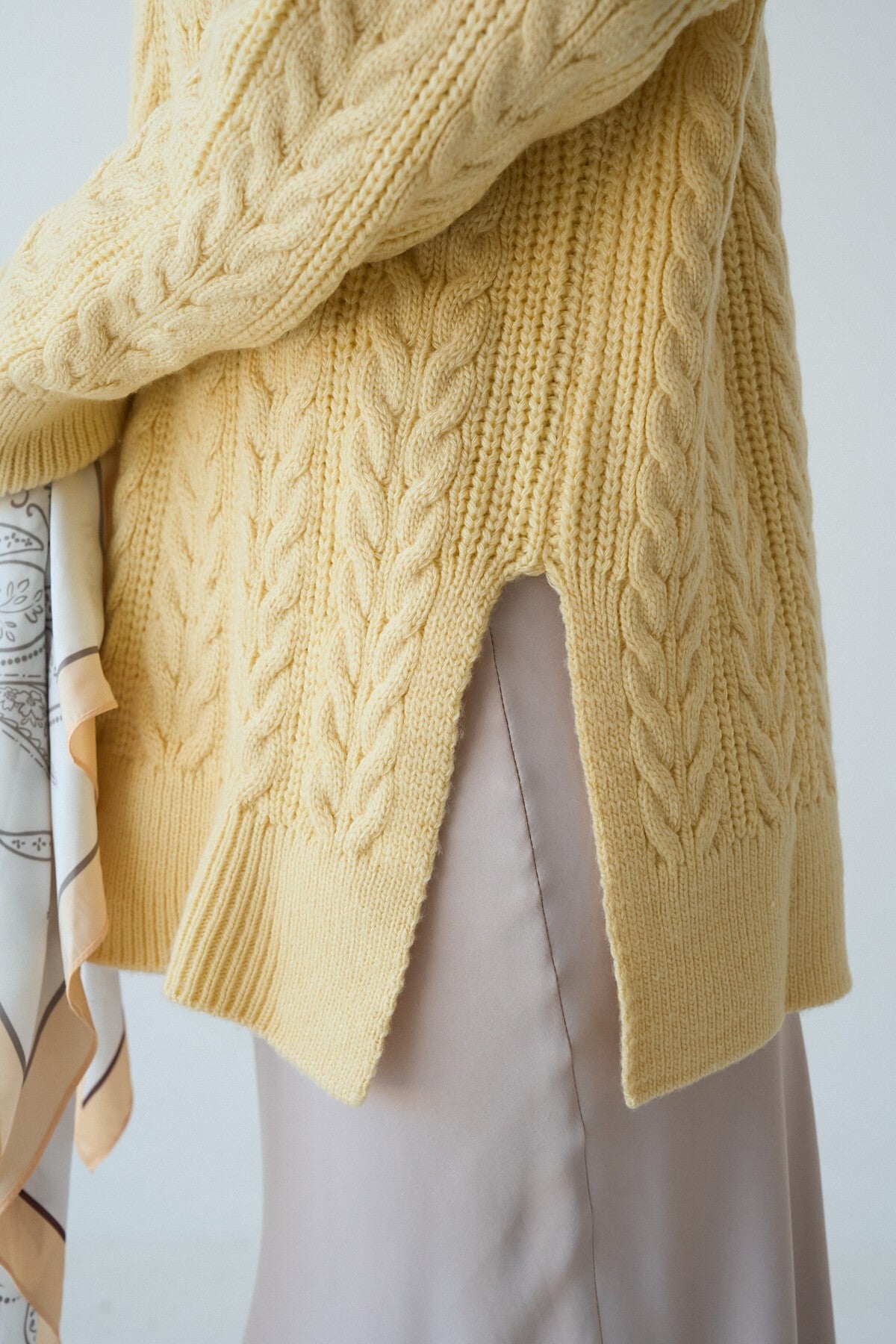 New Yellow Braided Zipper Sweater