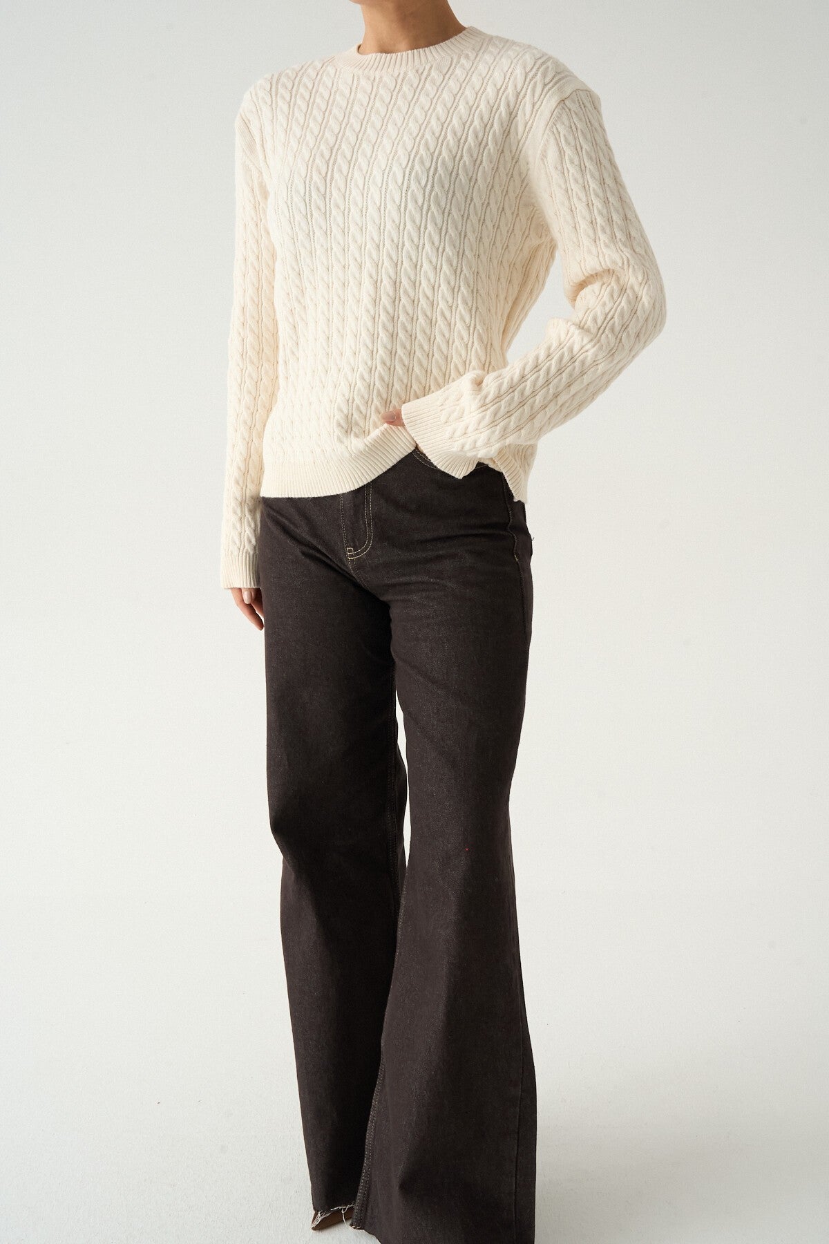 Cream Cable Knit Sweater