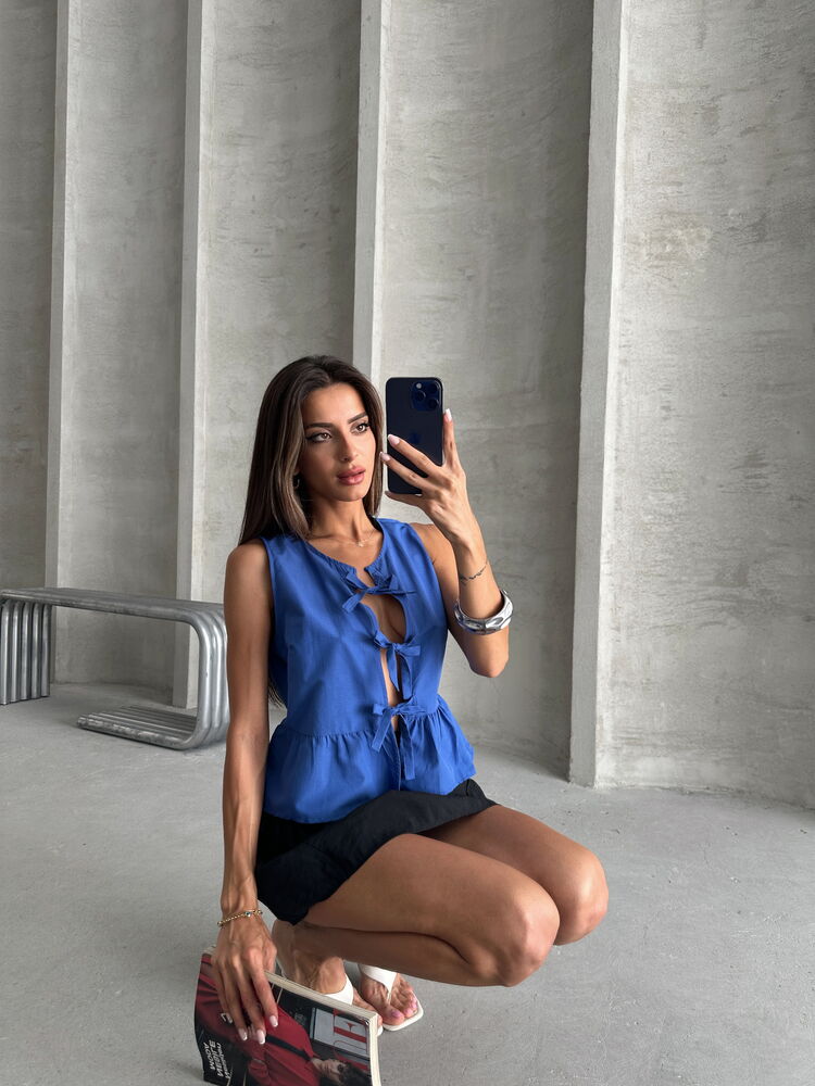 Topshow Saks Önden Baglamalı Toptan Bluz