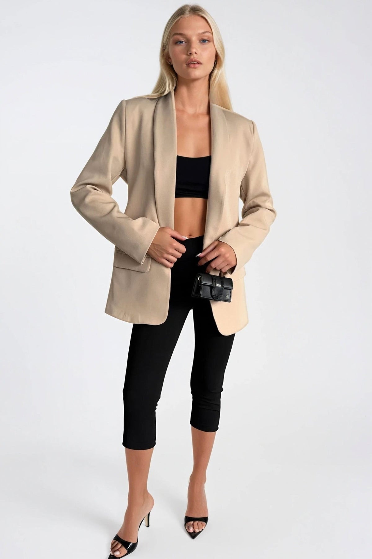 Şal Yaka Astarlı Blazer Ceket - Siyah