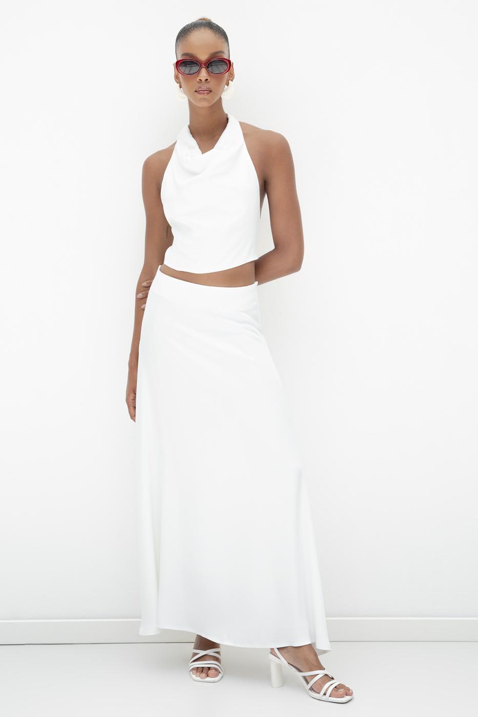 Satin Midi Skirt