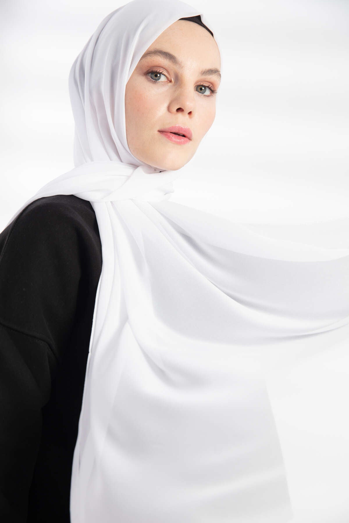 Şifon Şal - Beyaz