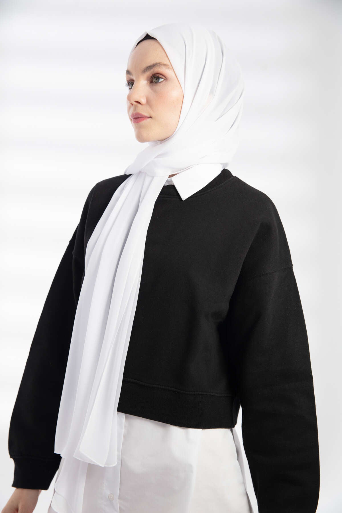 Şifon Şal - Beyaz