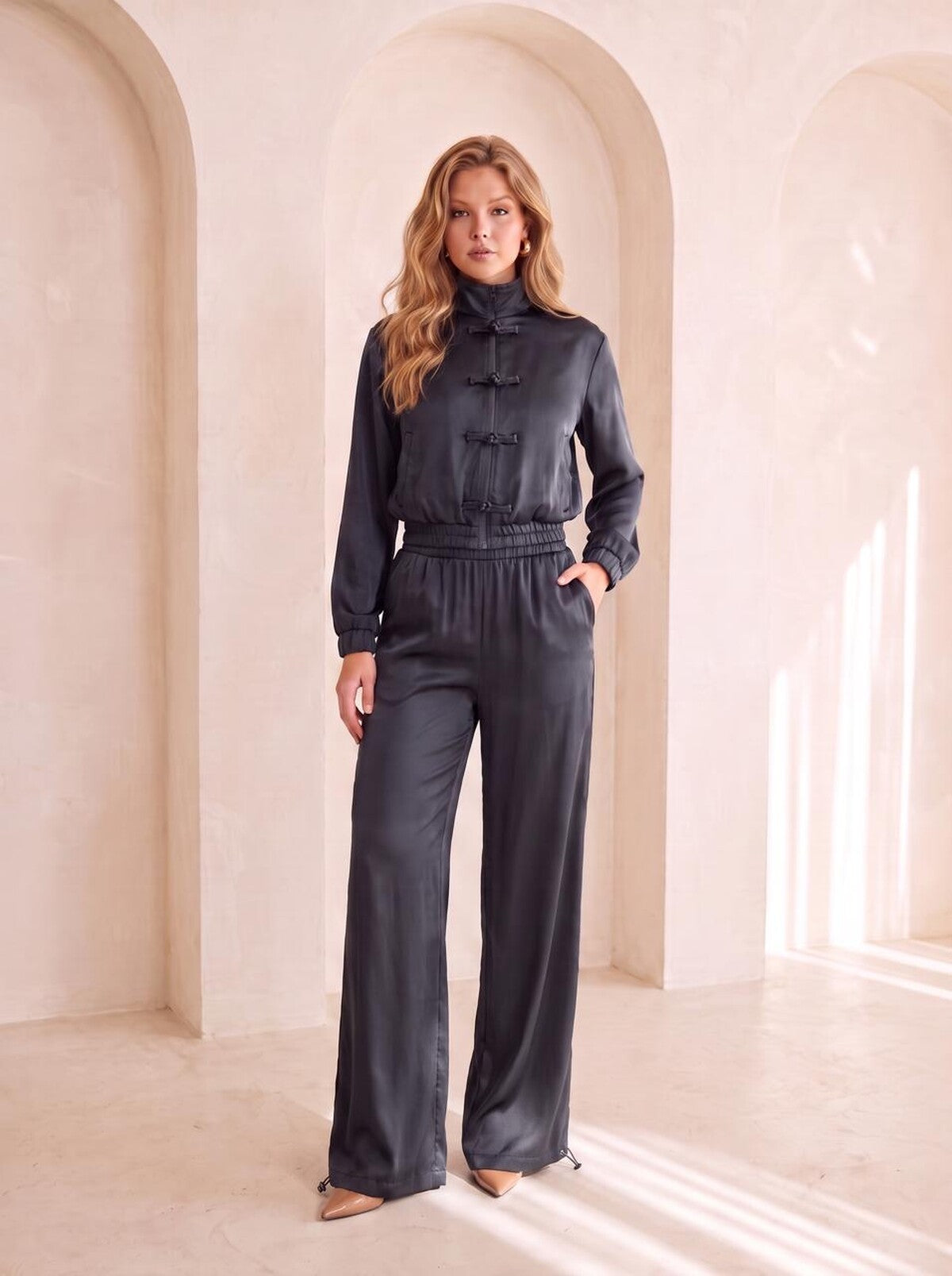 SIYAH 20732 BLUZ PANT İKİLİ TAKIM