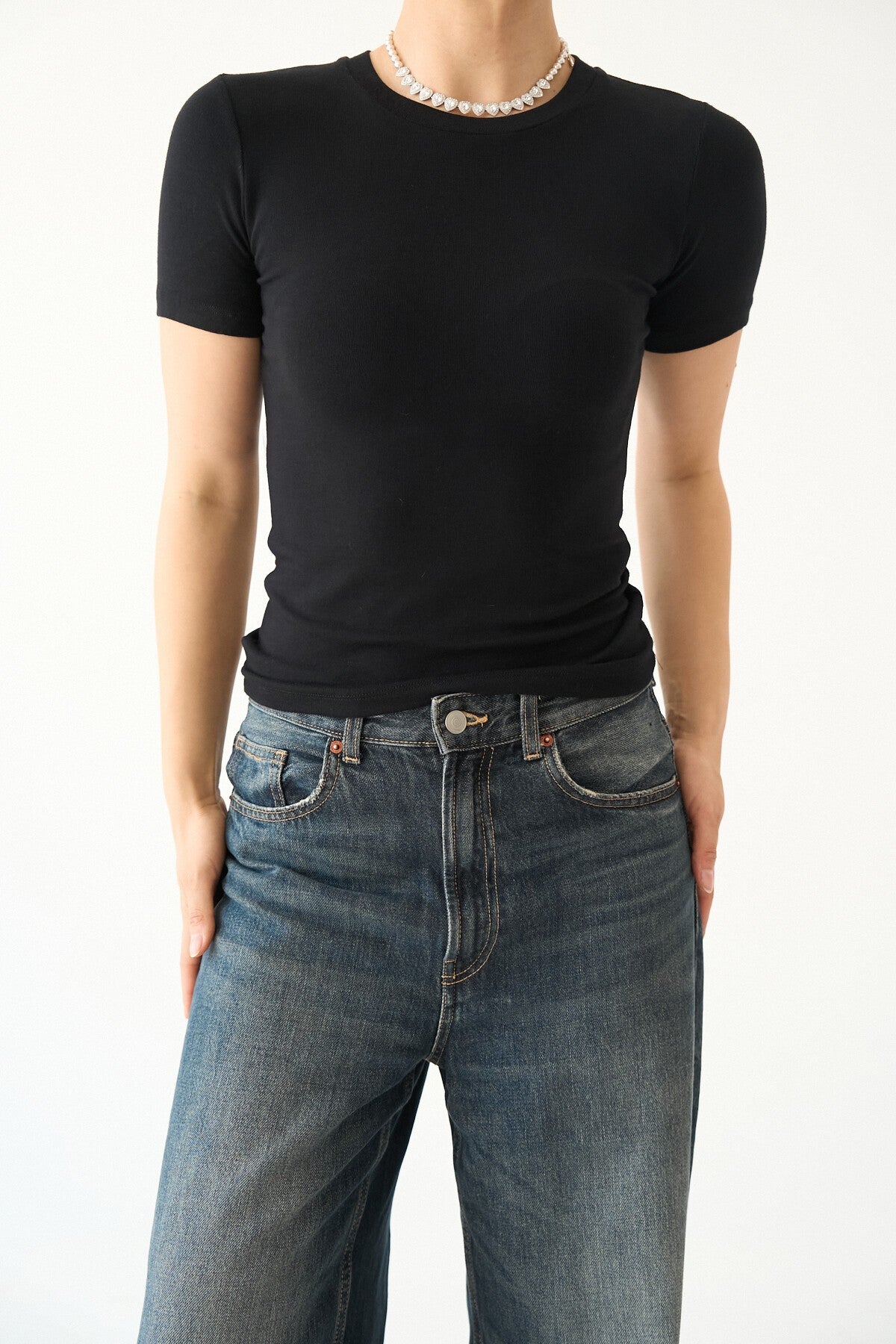 Siyah Kısa Kol Düz T-Shirt