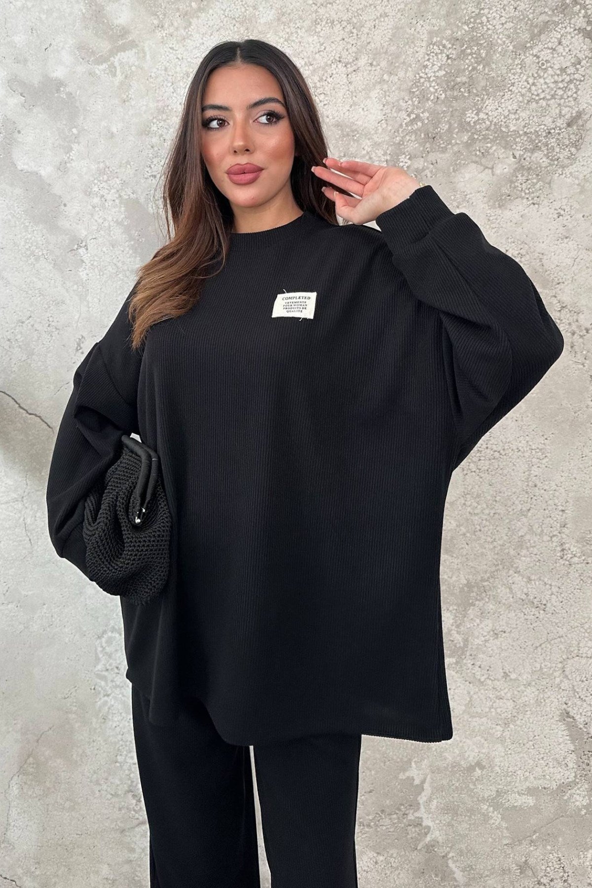 Siyah Salaş Sweat Ve Pantolon