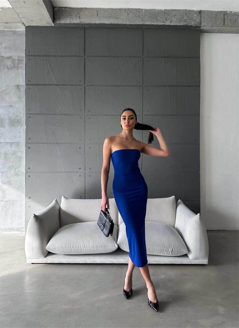 STRAPLEZ KREP ELBİSE - Saks