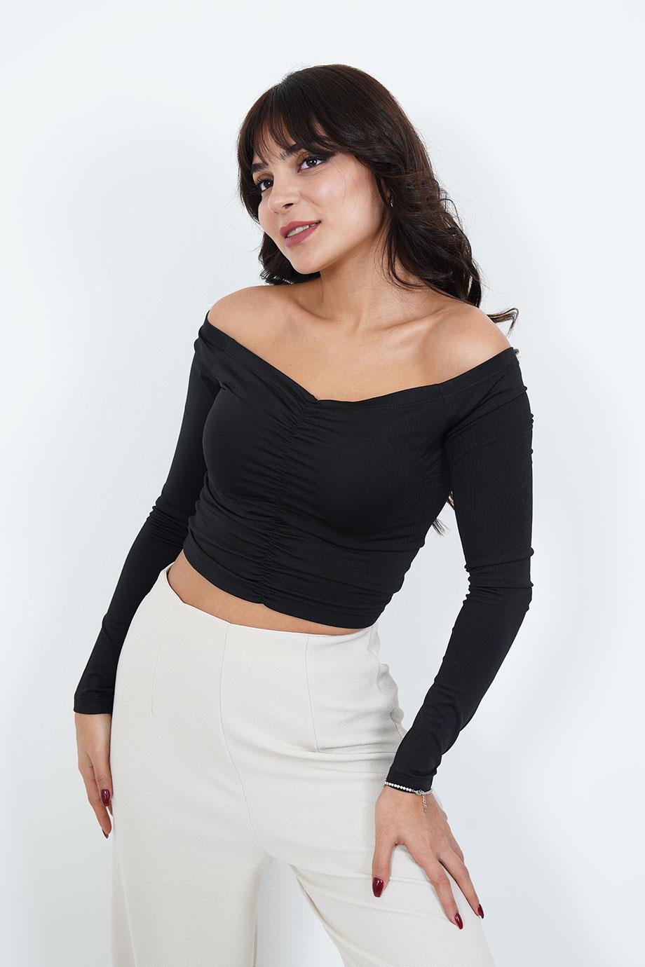 Straplez Toptan Siyah Bluz Siyah S