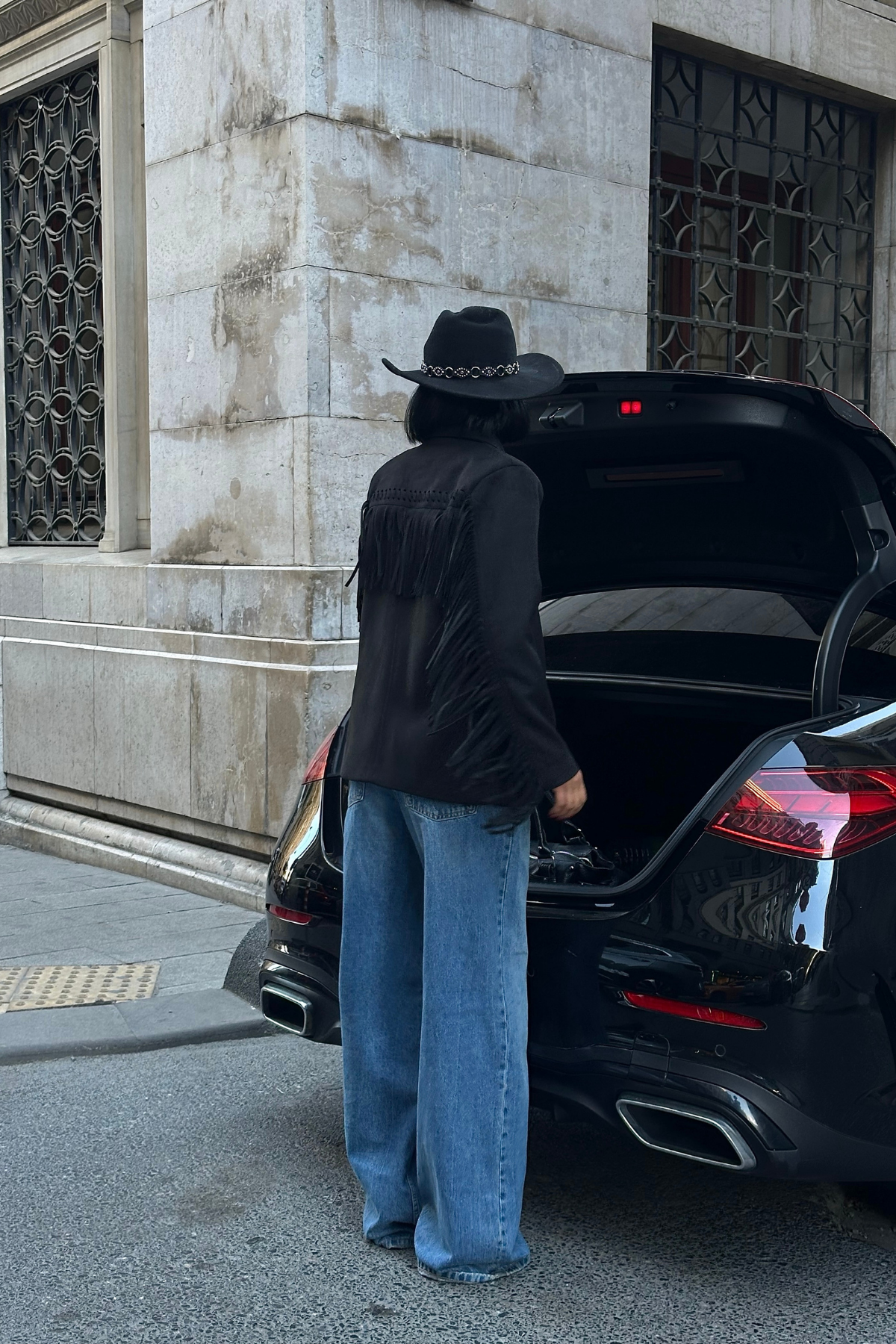 SÜET CEKET PÜSKÜLLÜ - Siyah