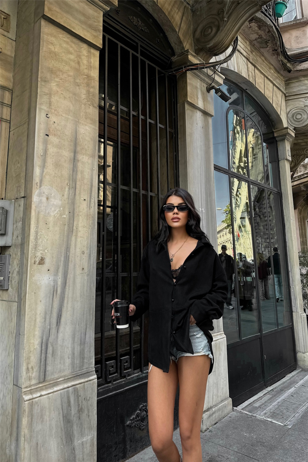 SÜET GÖMLEK - Siyah