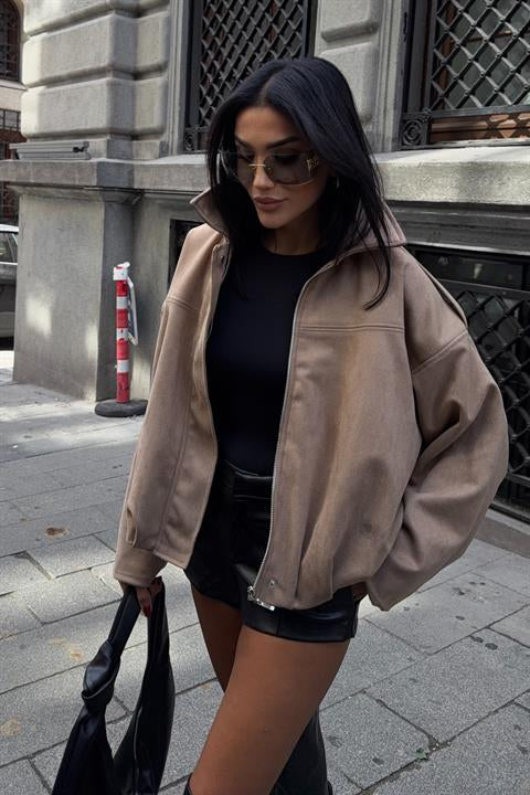 Süet Kumaş Premium Bomber Ceket 6129