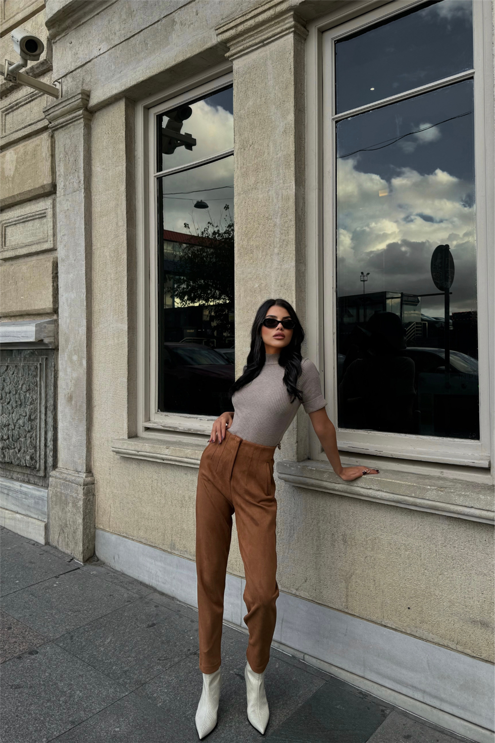 SÜET PANTOLON PENSLİ - Taba