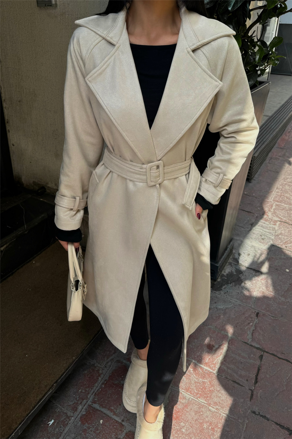 SÜET UZUN KABAN - Taş