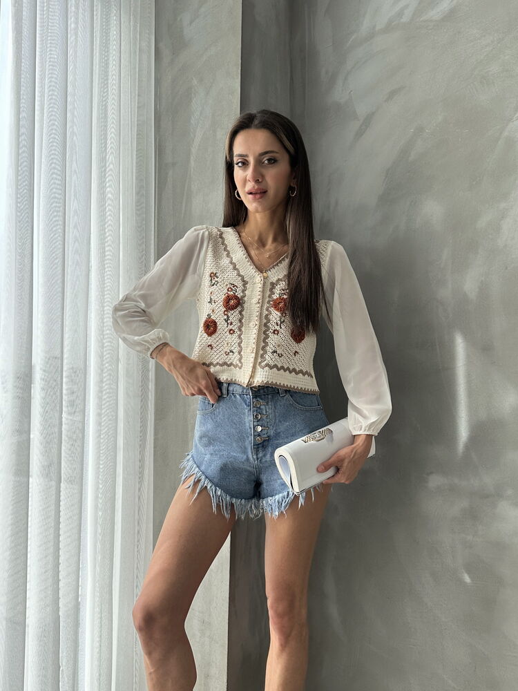 Düğmeli Kısa Toptan Hırka