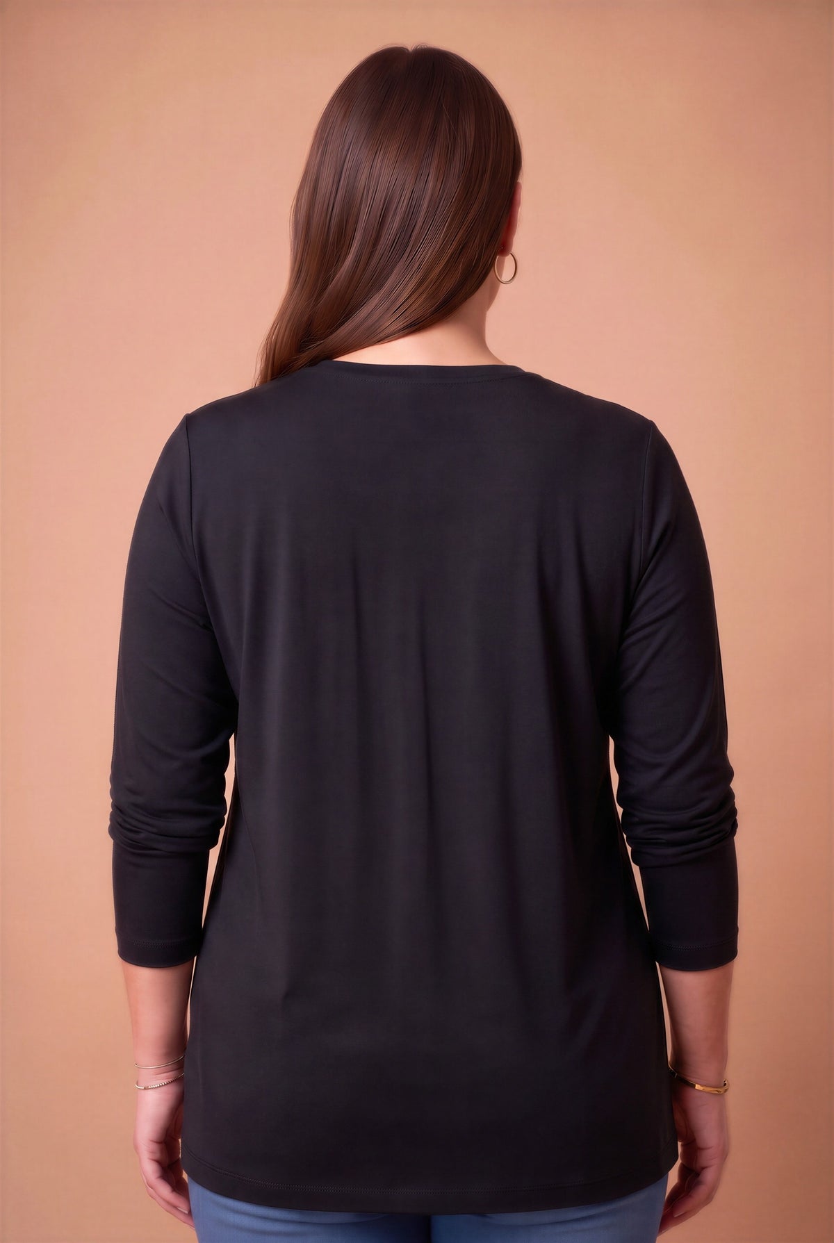 Taş Logolu Modal Büyük Beden Örme Sweatshirt Siyah