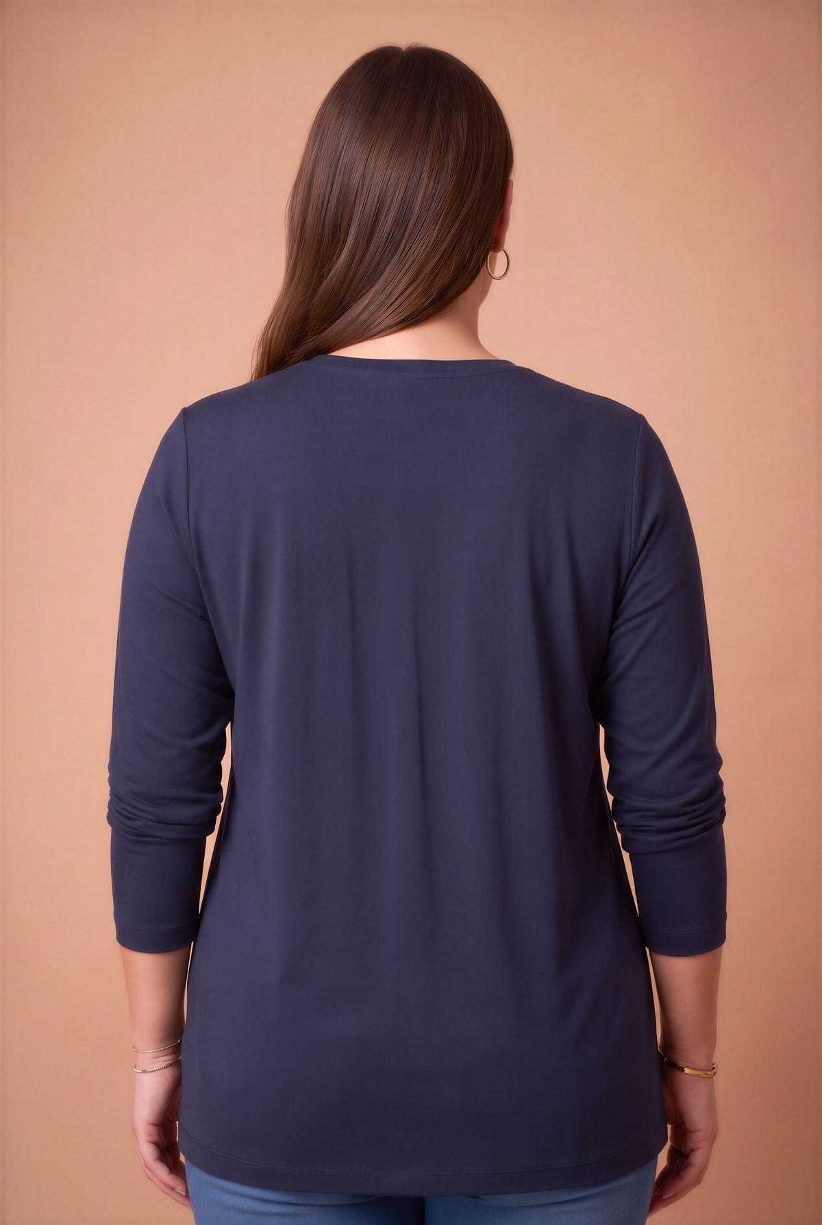 Taş Logolu Modal Büyük Beden Örme Sweatshirt Lacivert