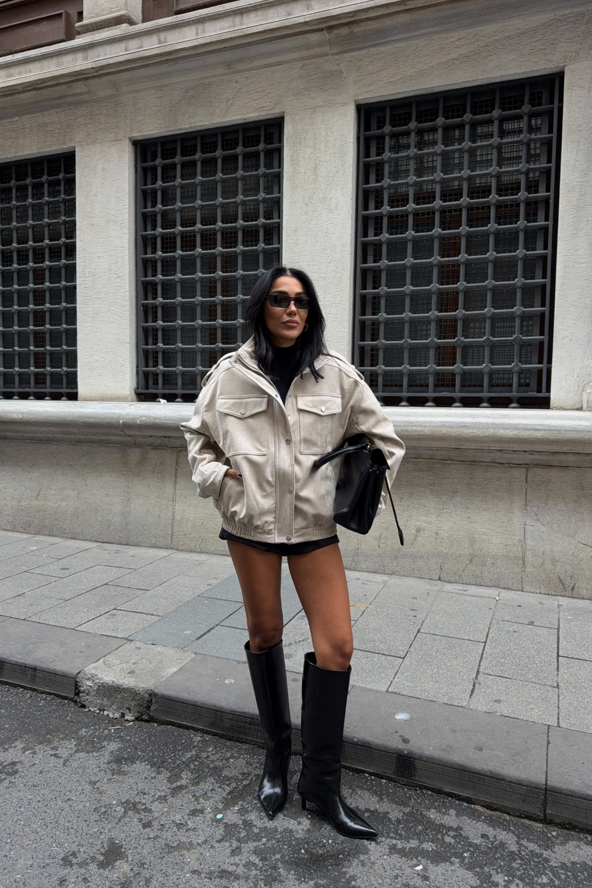 Taş Pilot Model Süet Mont