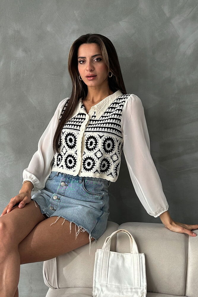 Çiçek Desenli Kısa Toptan Hırka