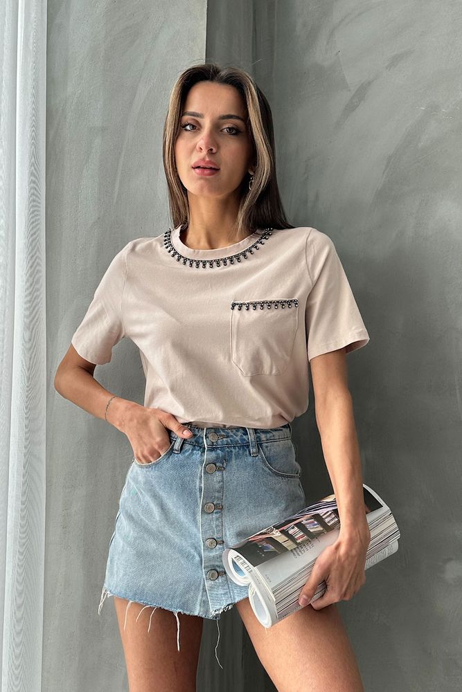 Topshow Taş Taş Detaylı Toptan Tişört