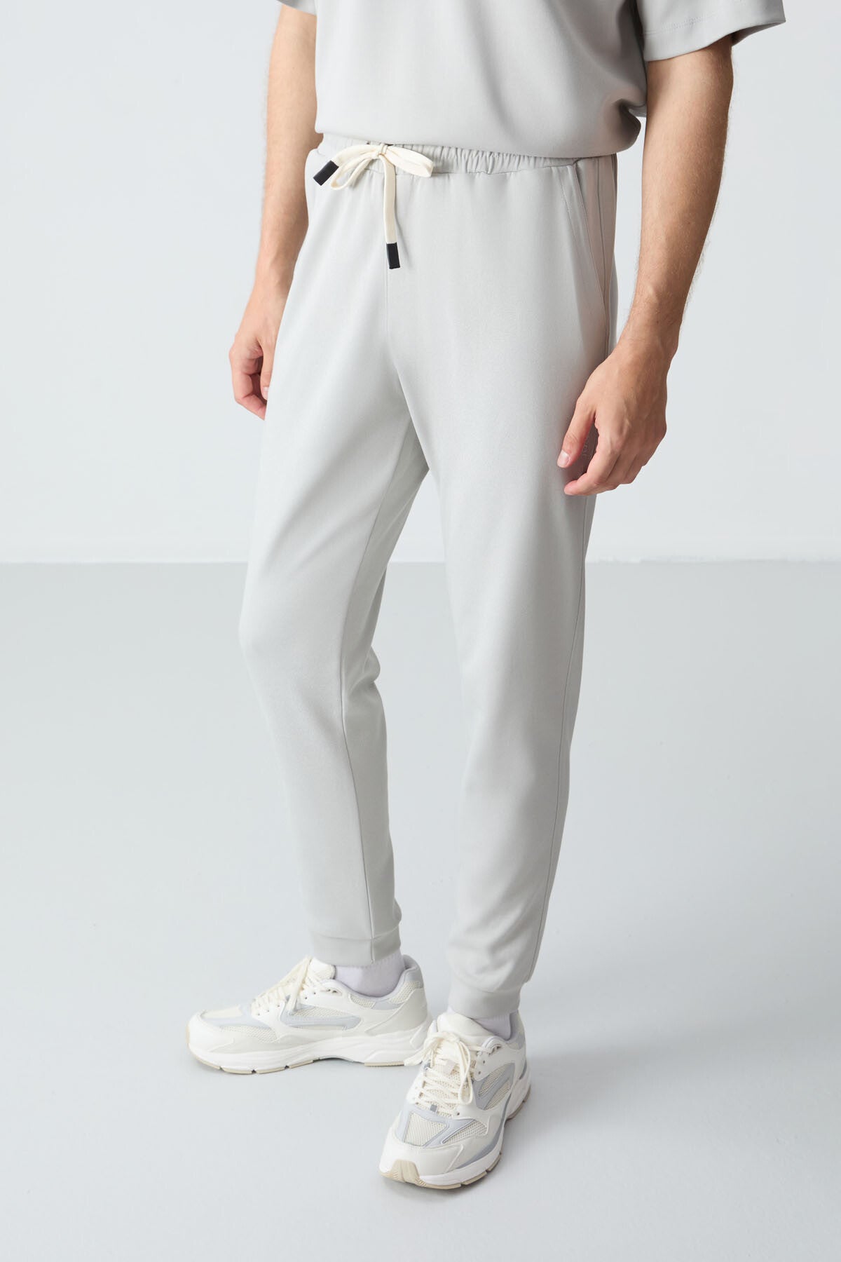 Taş Pamuklu Kalın Yumuşak Dokulu Oversize  Fit Basic Erkek Eşofman Takım - 85261