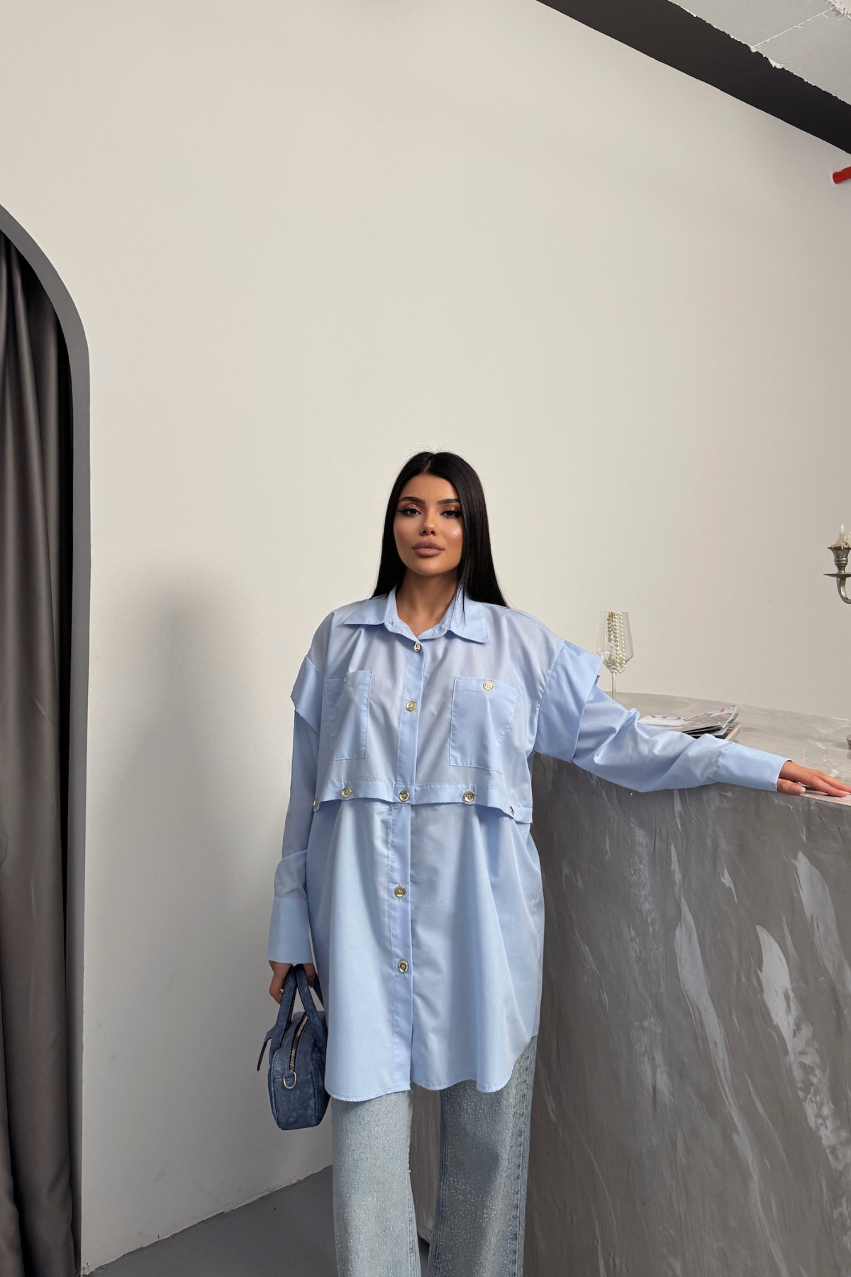 TASARIM GÖMLEK - Bebe Mavi