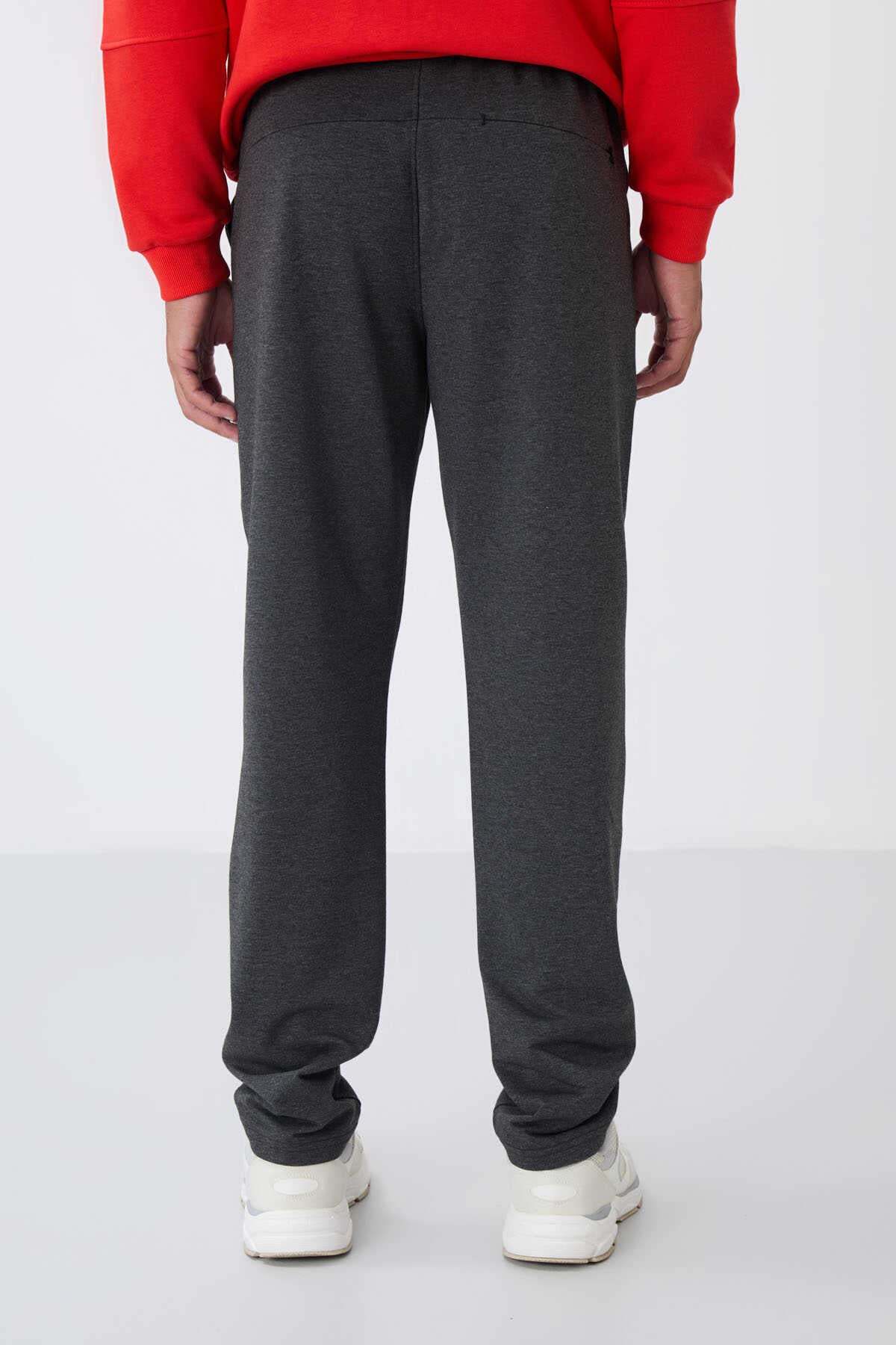 Tommylife Toptan Siyah Bağcıklı Cepli Standart Kalıp Klasik Paça Erkek Eşofman Alt - 84682