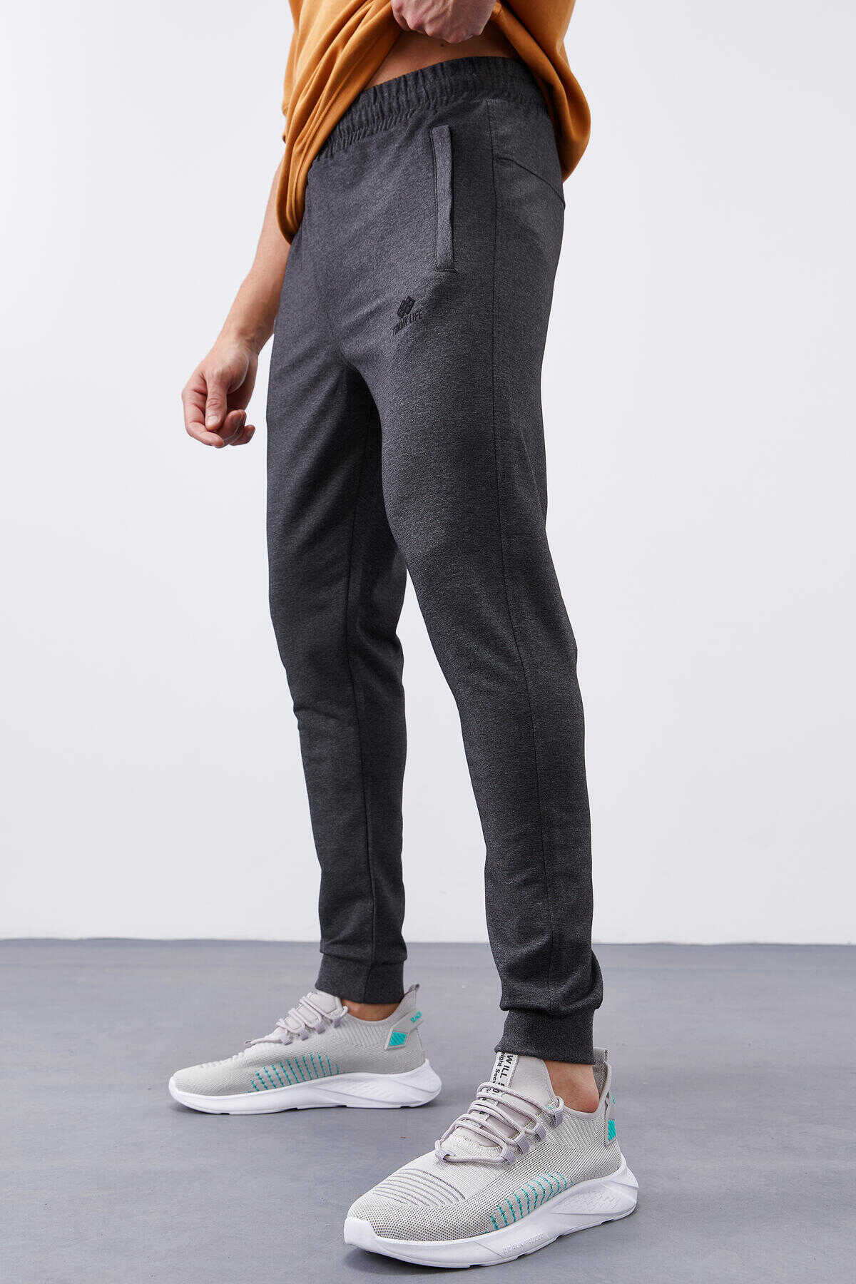 Tommylife Toptan Siyah Fermuar Cepli Dar Kalıp Jogger Erkek Eşofman Alt - 84343