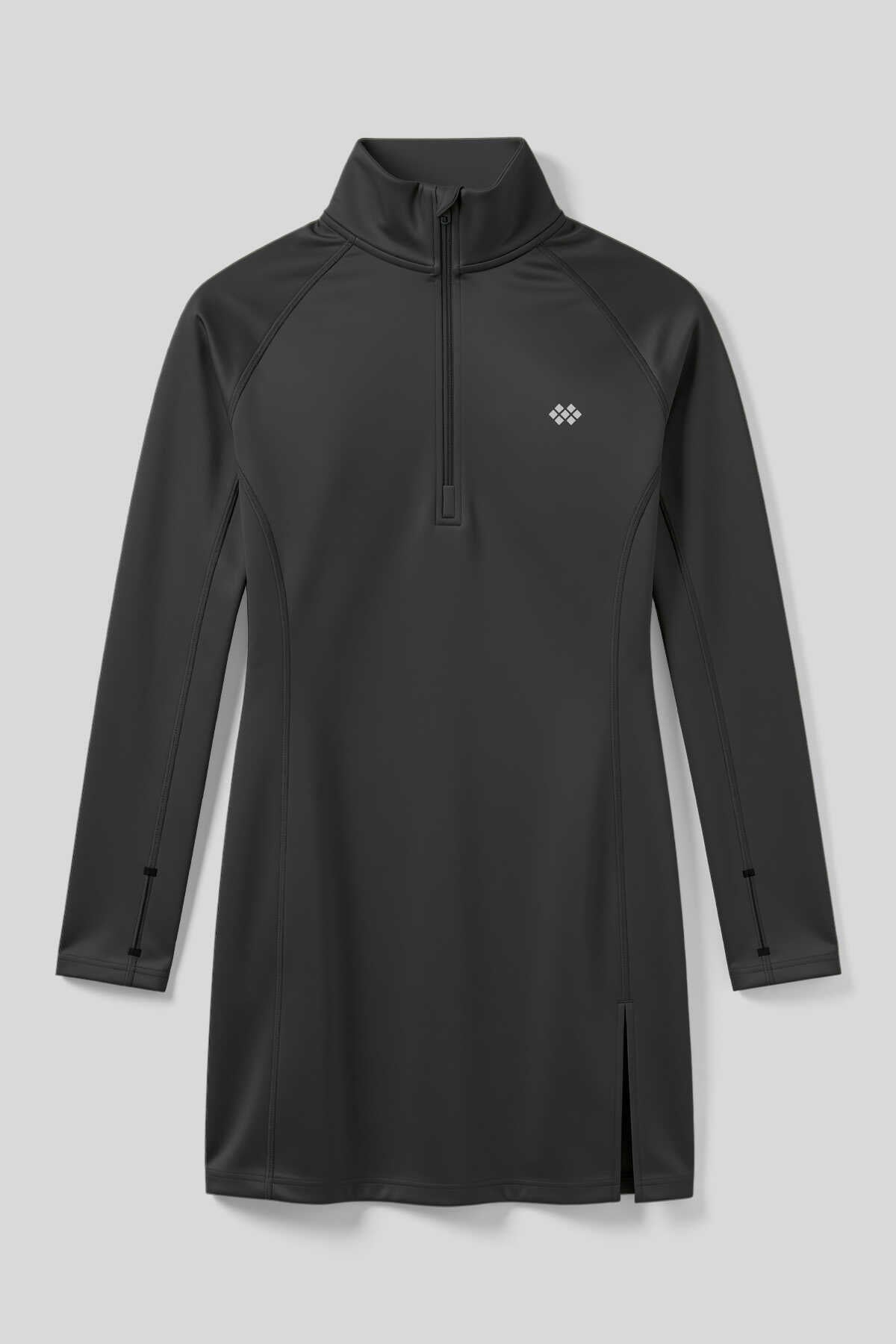 Tommlife Wholesale Black Half-Zip Stand-Up Collar Standard Fit Women's Athletic Tunic - 97309