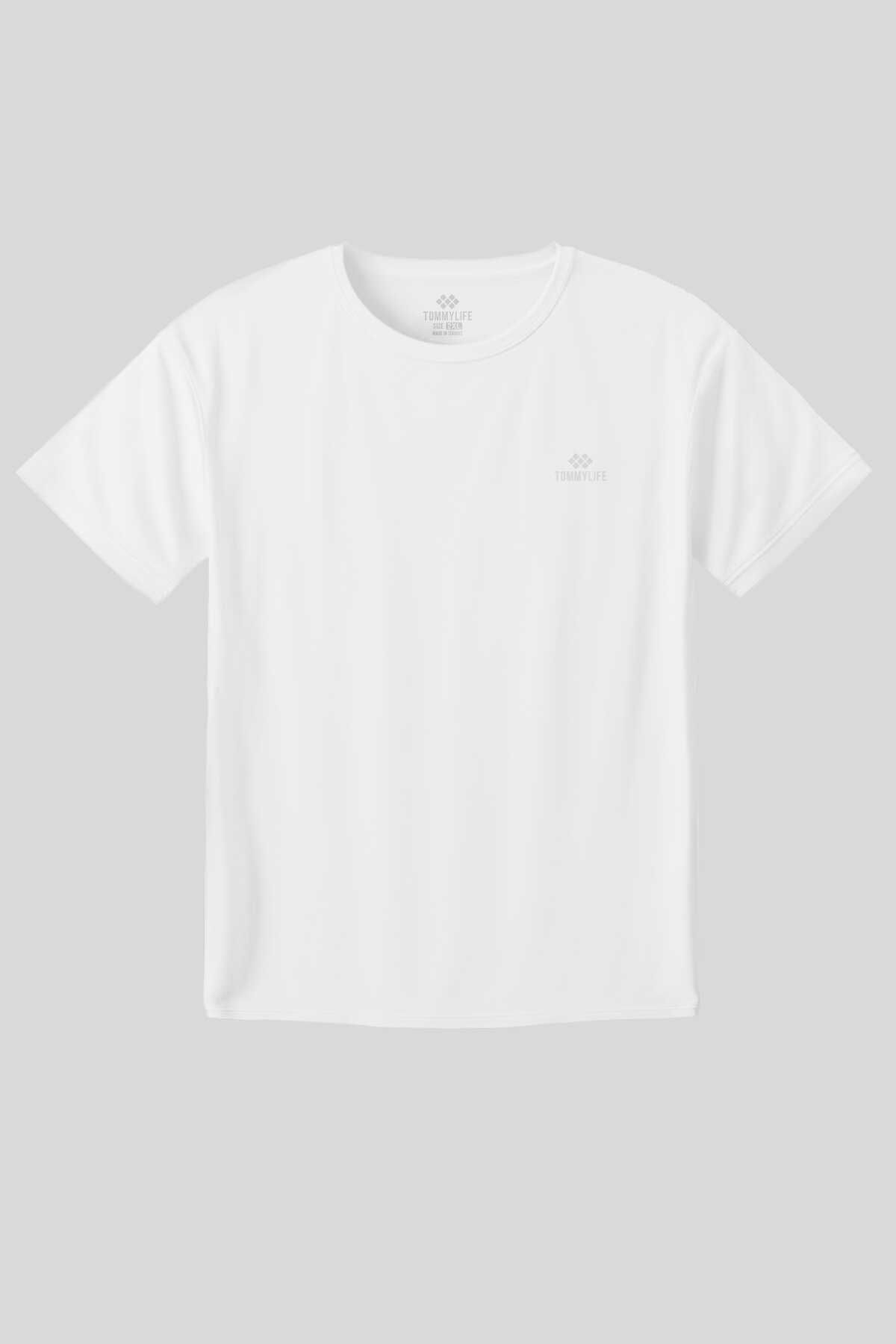 Tommylife Wholesale White Crew Neck Basic Plus Size Women's T-Shirt - 97308