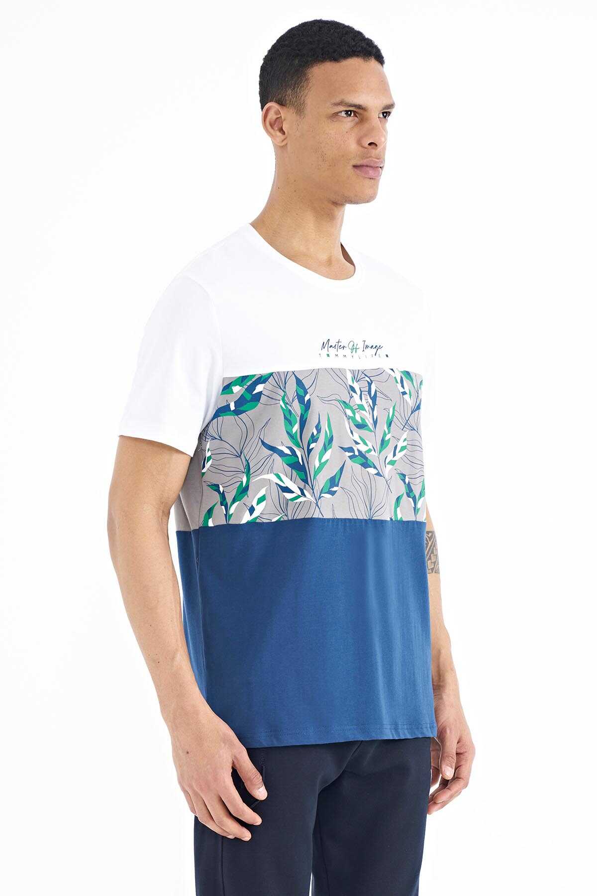 Tommylife Toptan Siyah Renk Geçişli Baskı Detaylı O Yaka Standart Kalıp Erkek T-Shirt - 88177
