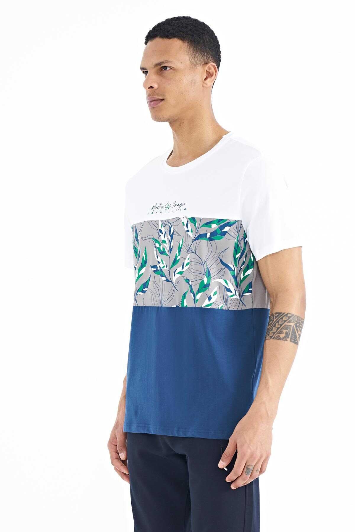 Tommylife Toptan Siyah Renk Geçişli Baskı Detaylı O Yaka Standart Kalıp Erkek T-Shirt - 88177