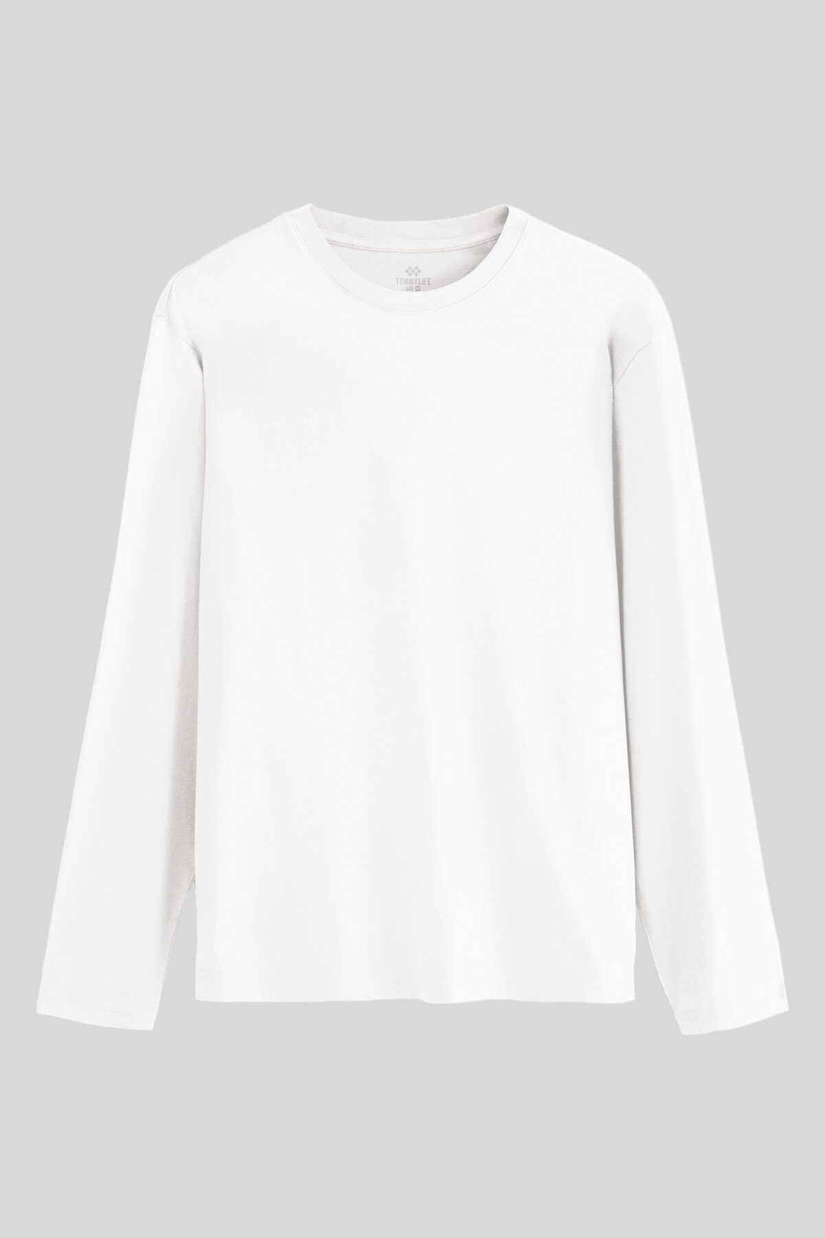 Tommylife Toptan Siyah Standart Fit Basic O Yaka Uzun Kollu İnce Erkek T-Shirt - 87997