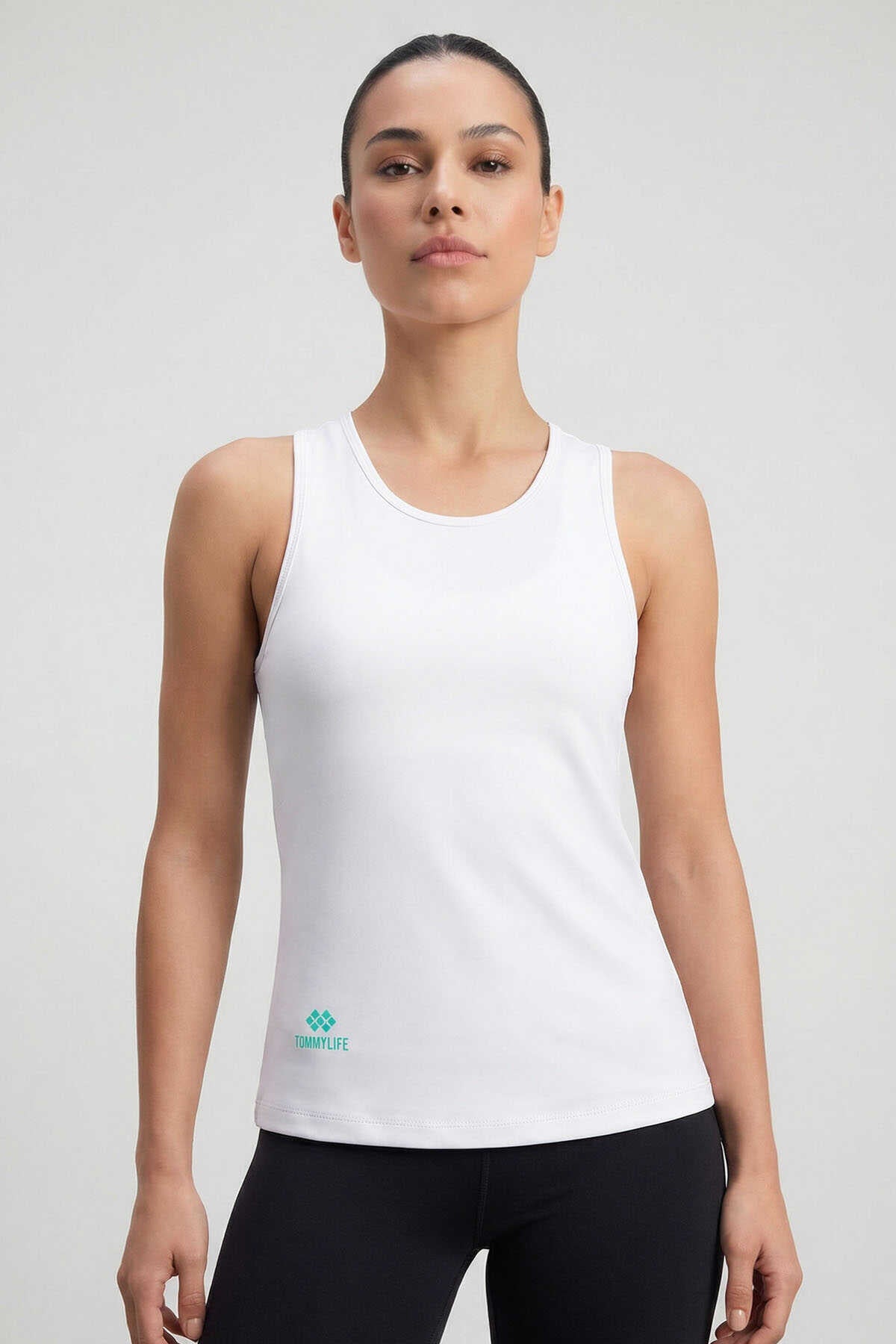 Tommylife Wholesale Black Standard Fit Cross Back Detail Women's Sports Vest - 97296