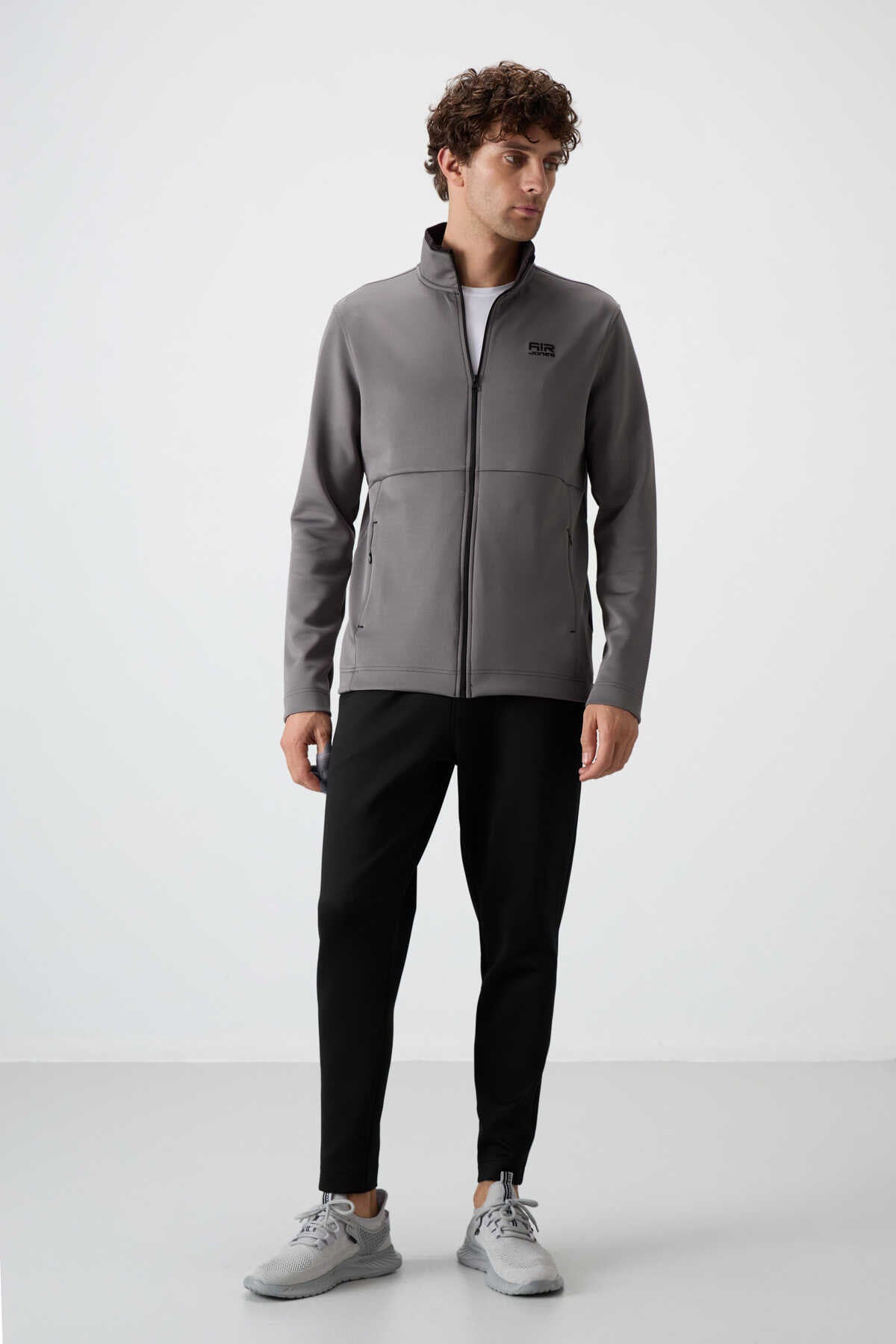 Tommylife Toptan Bran Standart Kalıp Scuba Basic Erkek Eşofman Takım 85199 Gri - Siyah
