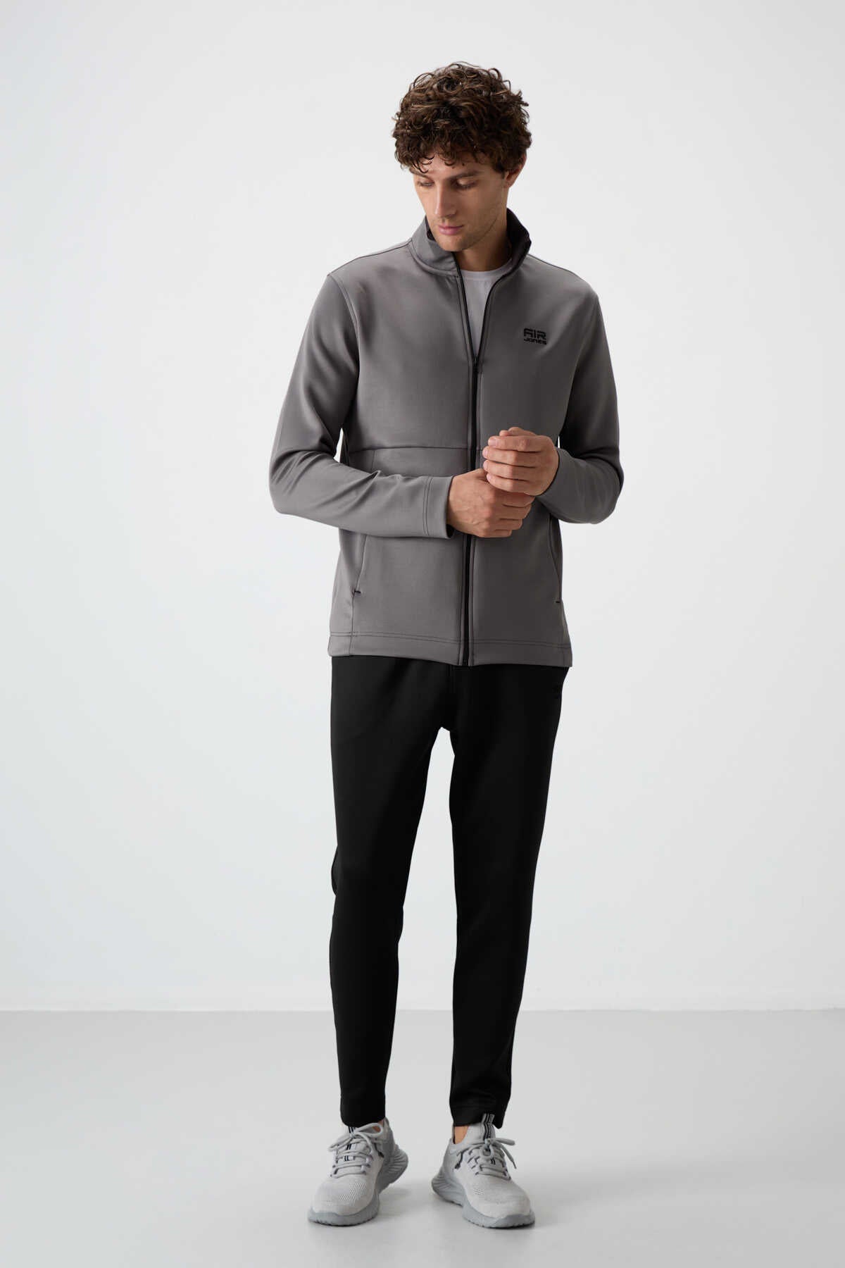 Tommylife Toptan Bran Standart Kalıp Scuba Basic Erkek Eşofman Takım 85199 Gri - Siyah