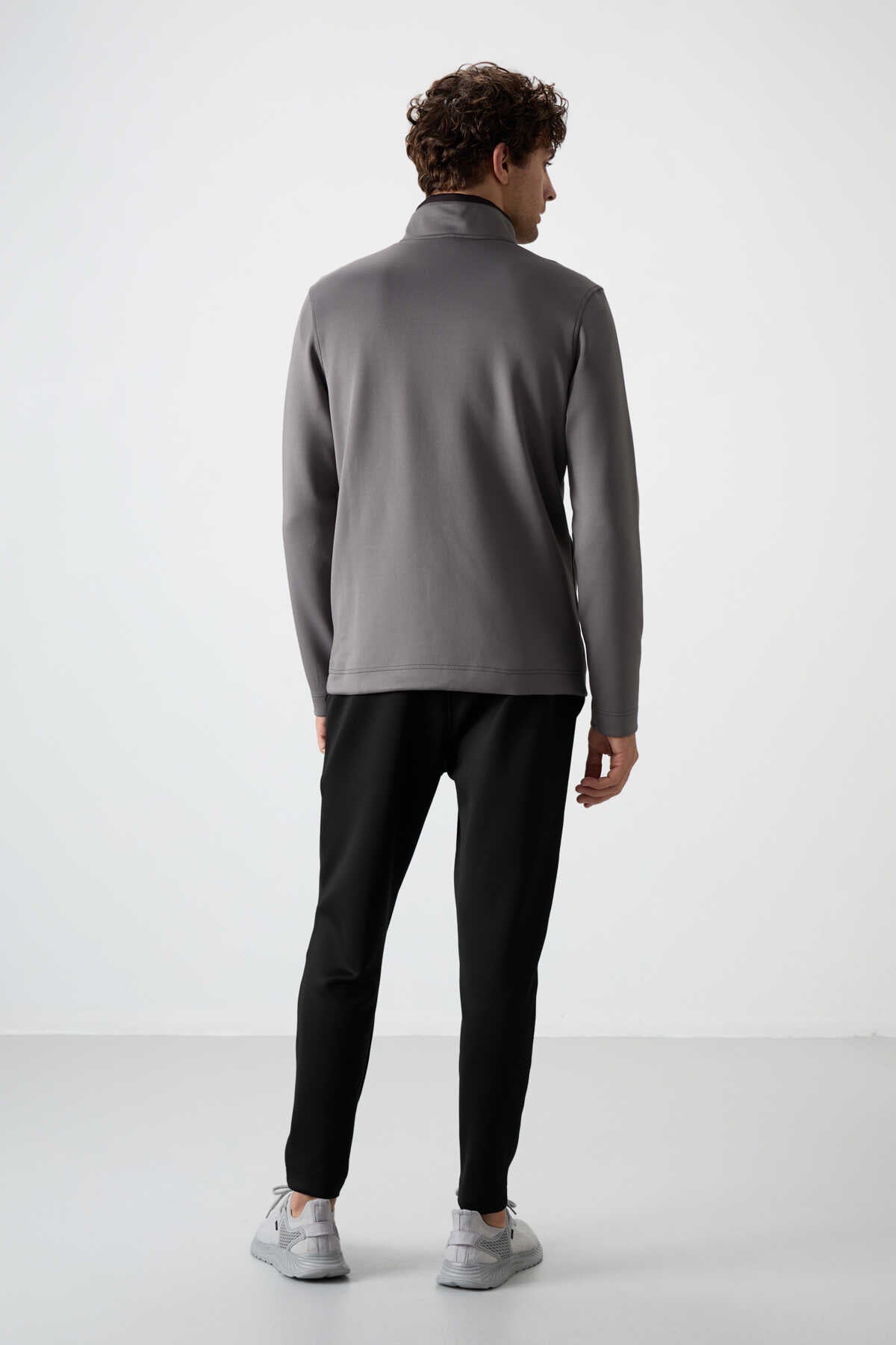 Tommylife Toptan Bran Standart Kalıp Scuba Basic Erkek Eşofman Takım 85199 Gri - Siyah