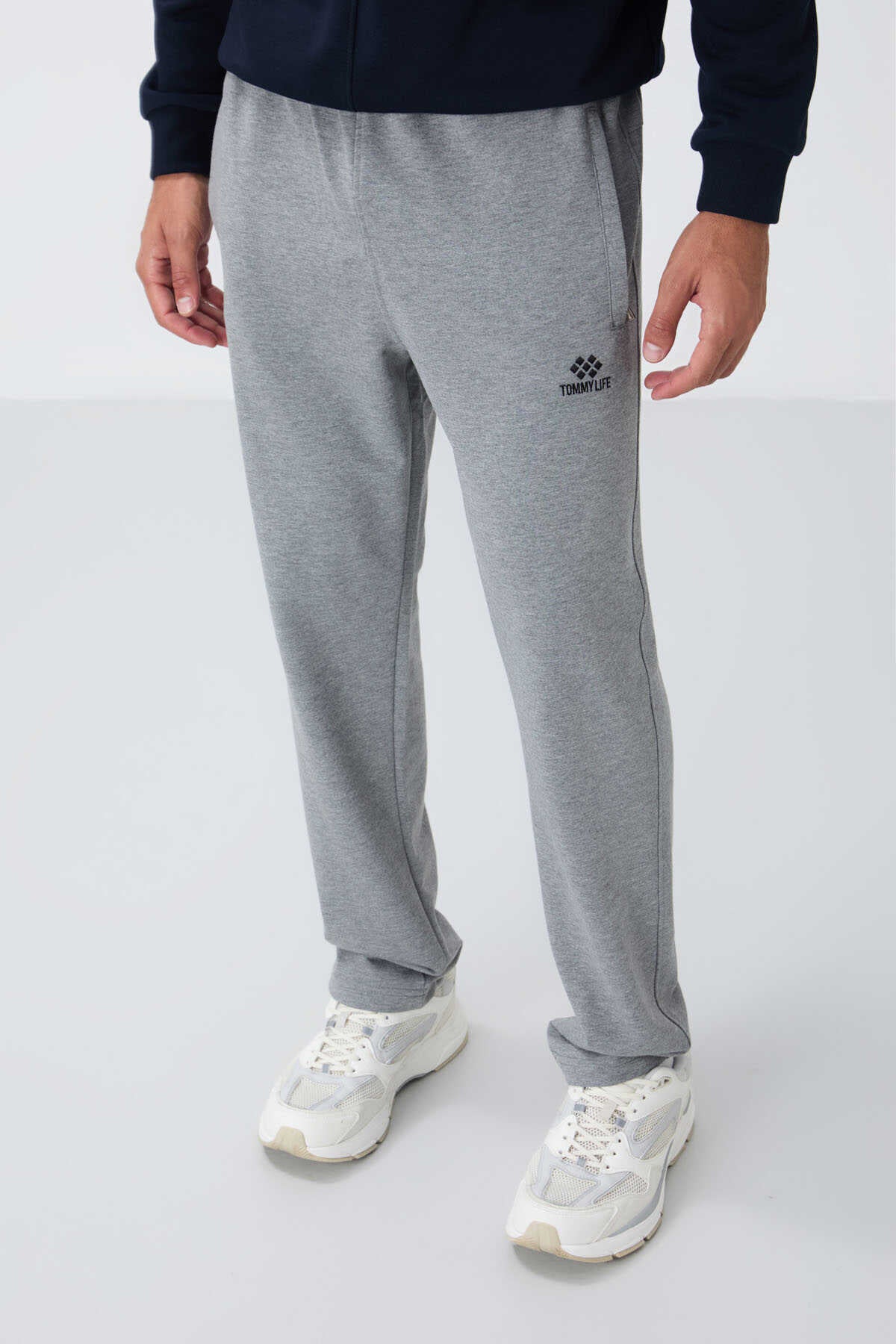 Tommylife Toptan Dar Kalıp Klasik Paça Erkek Eşofman Alt 84669 Siyah