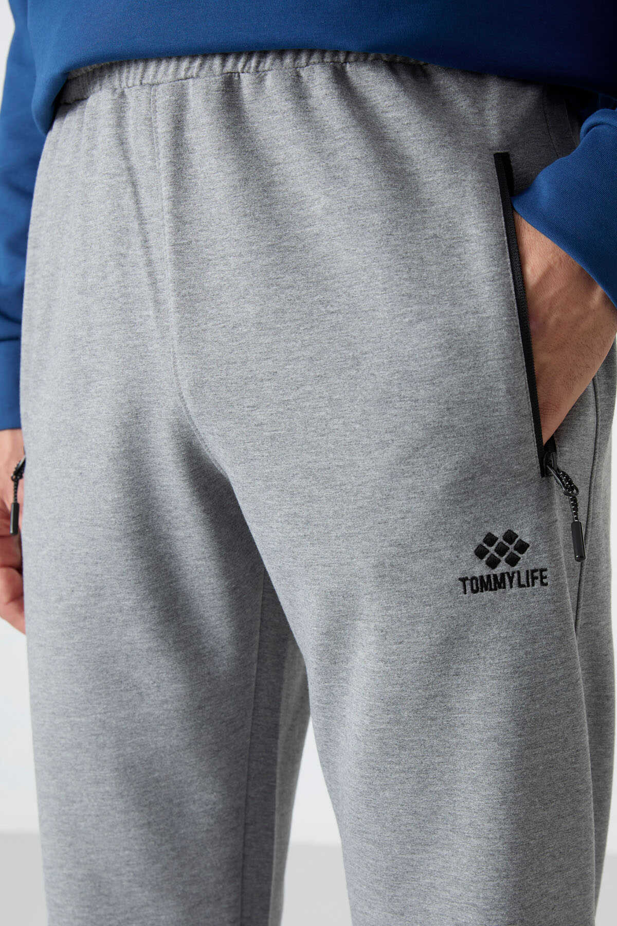 Tommylife Toptan Dar Kalıp Klasik Paça Erkek Eşofman Alt 84671 Siyah