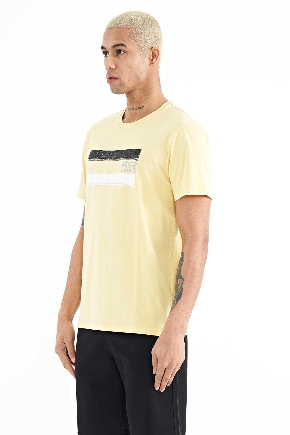 Tommylife Wholesale Donald Crew Neck Standard Fit Printed Men's T-Shirt 88217 Yellow
