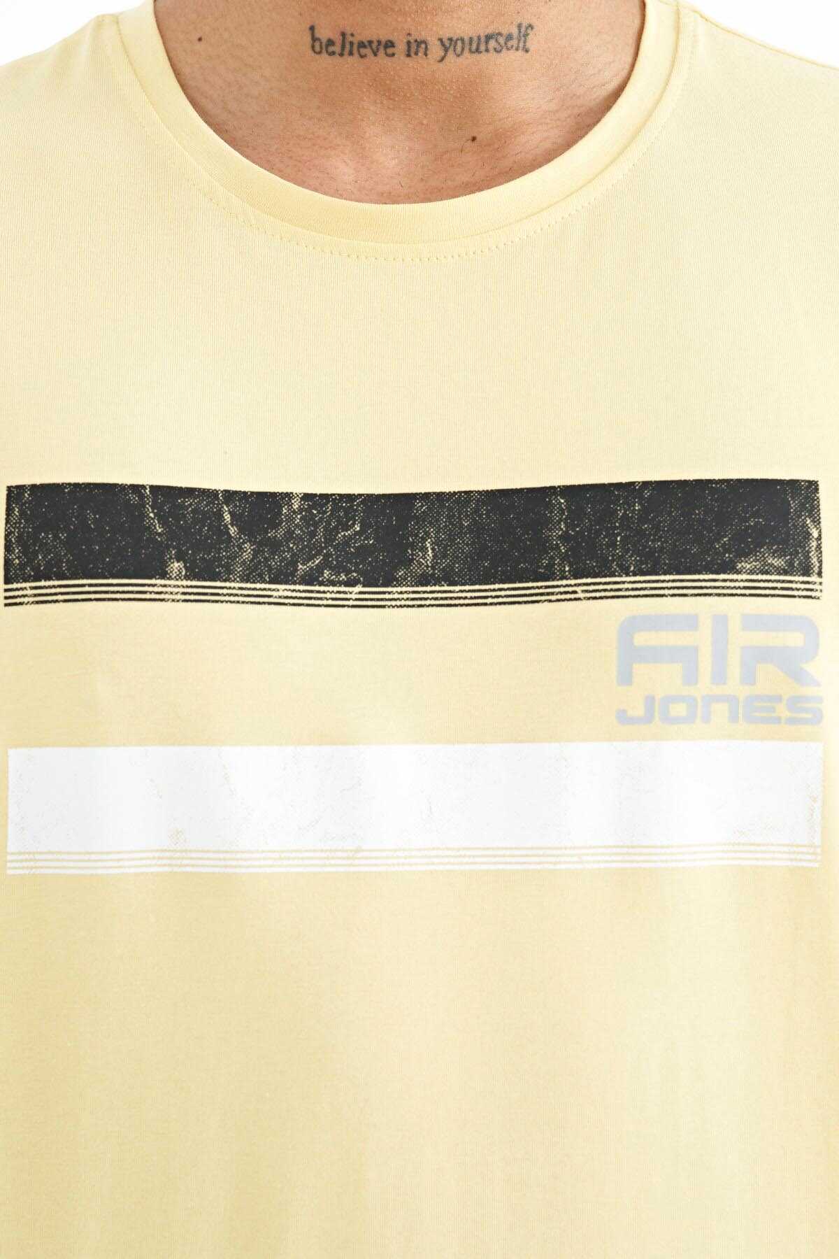 Tommylife Wholesale Donald Crew Neck Standard Fit Printed Men's T-Shirt 88217 Yellow
