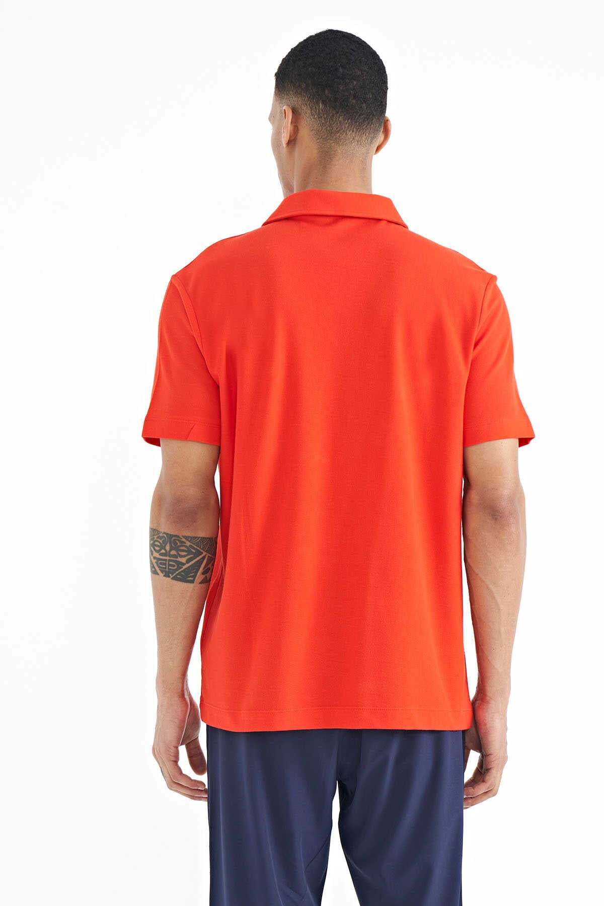 Tommylife Toptan Lacivert Yazı Baskılı Standart Form Polo Yaka Erkek T-Shirt - 88236