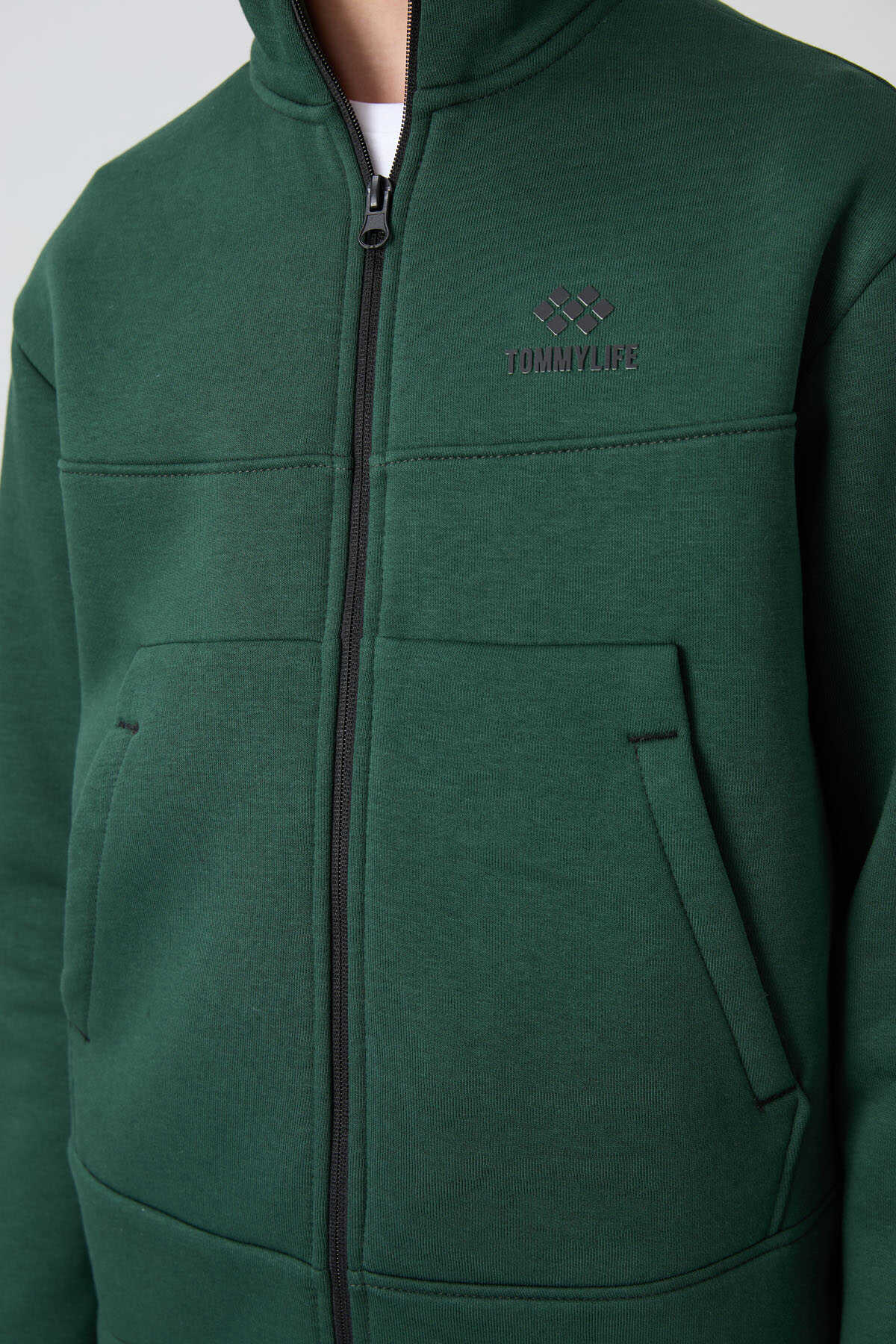 Tommylife Wholesale Waiter Size Stand Collar Standard Fit Basic Boys' Sweatshirt 11245 Pine Green