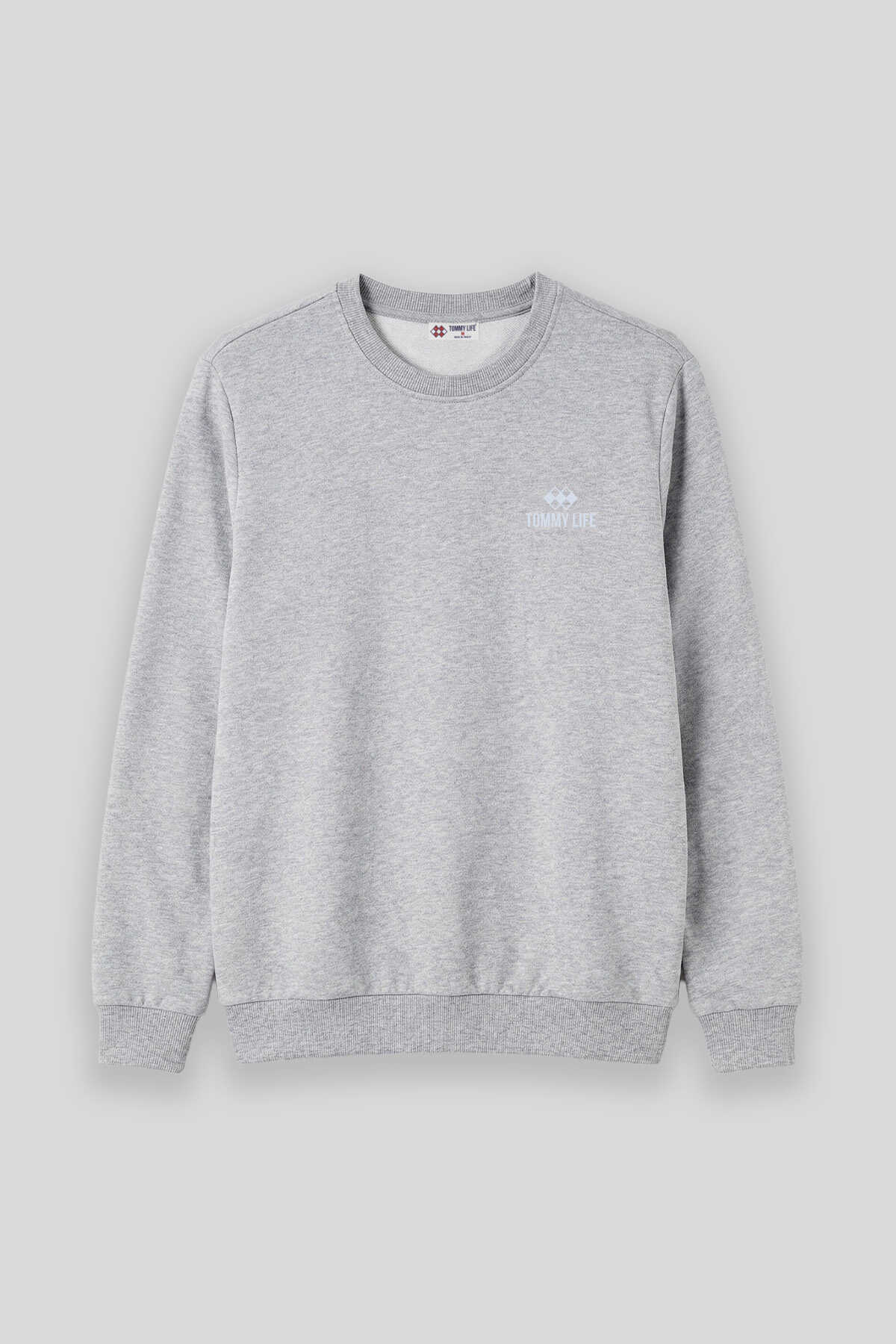 Tommylife Toptan Siyah Basic O Yaka Büyük Beden Erkek Sweatshirt - 88126