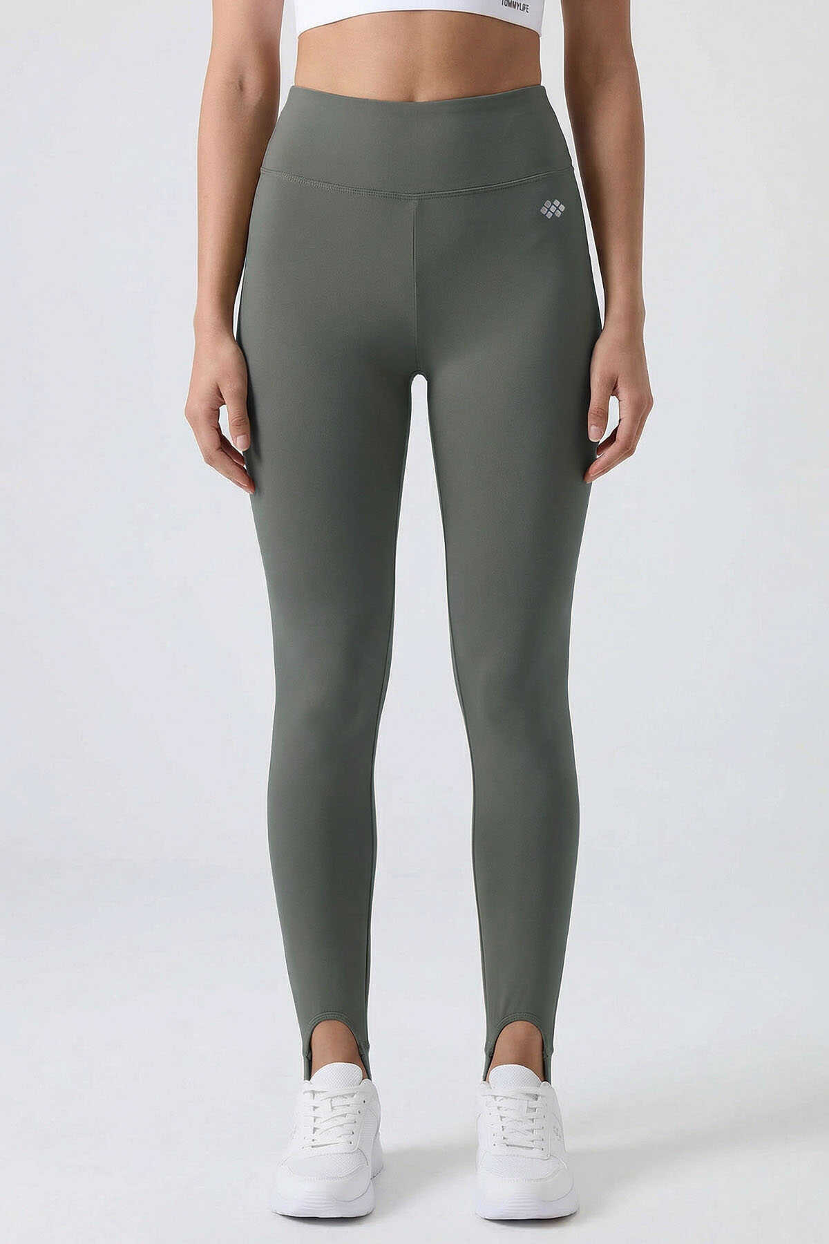 Tommylife Toptan Haki Standart Fit Esnek Spor Performans Kadın Topuklu Tayt - 94685