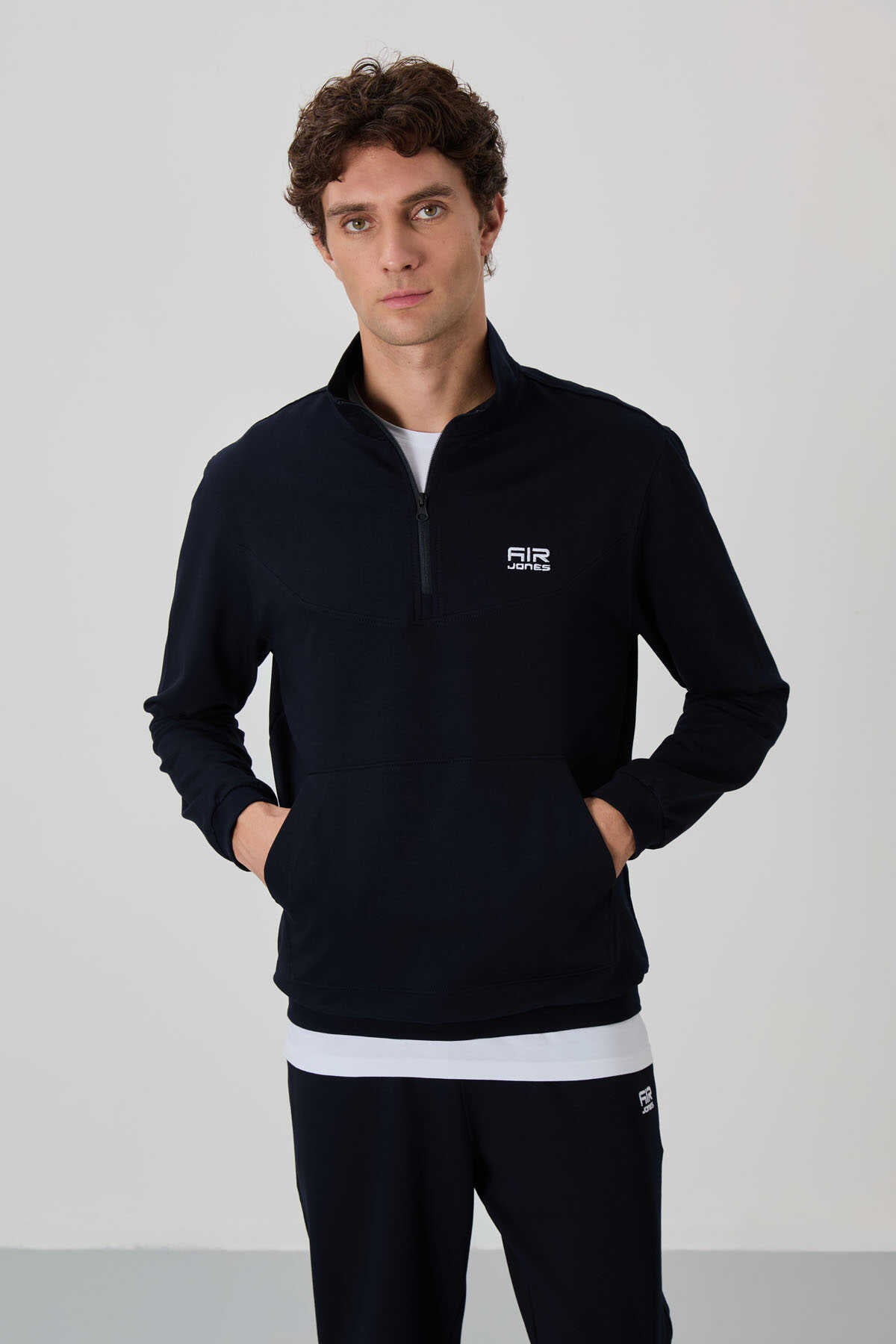 Tommylife Toptan Herbert Standart Kalıp Dik Yaka Erkek Eşofman Takım 85233 Lacivert