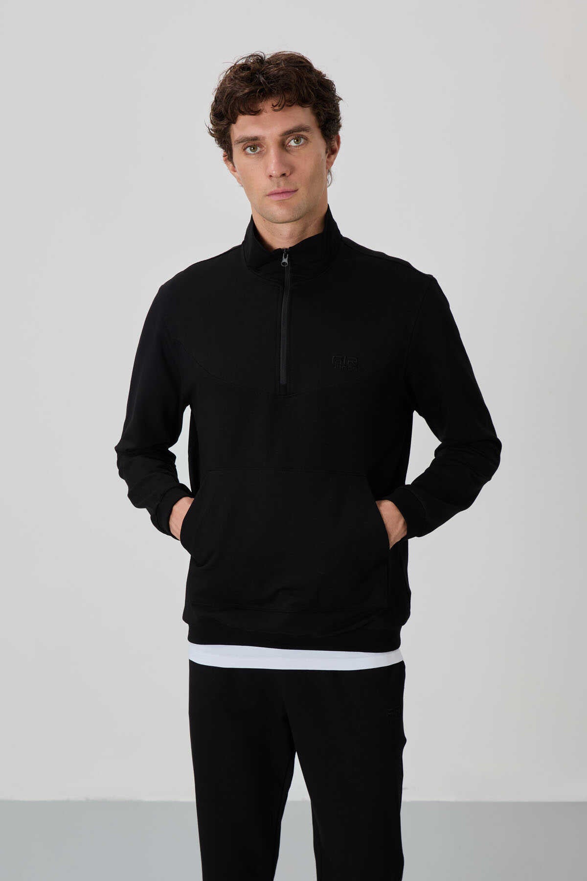 Tommylife Toptan Herbert Standart Kalıp Dik Yaka Erkek Eşofman Takım 85233 Lacivert